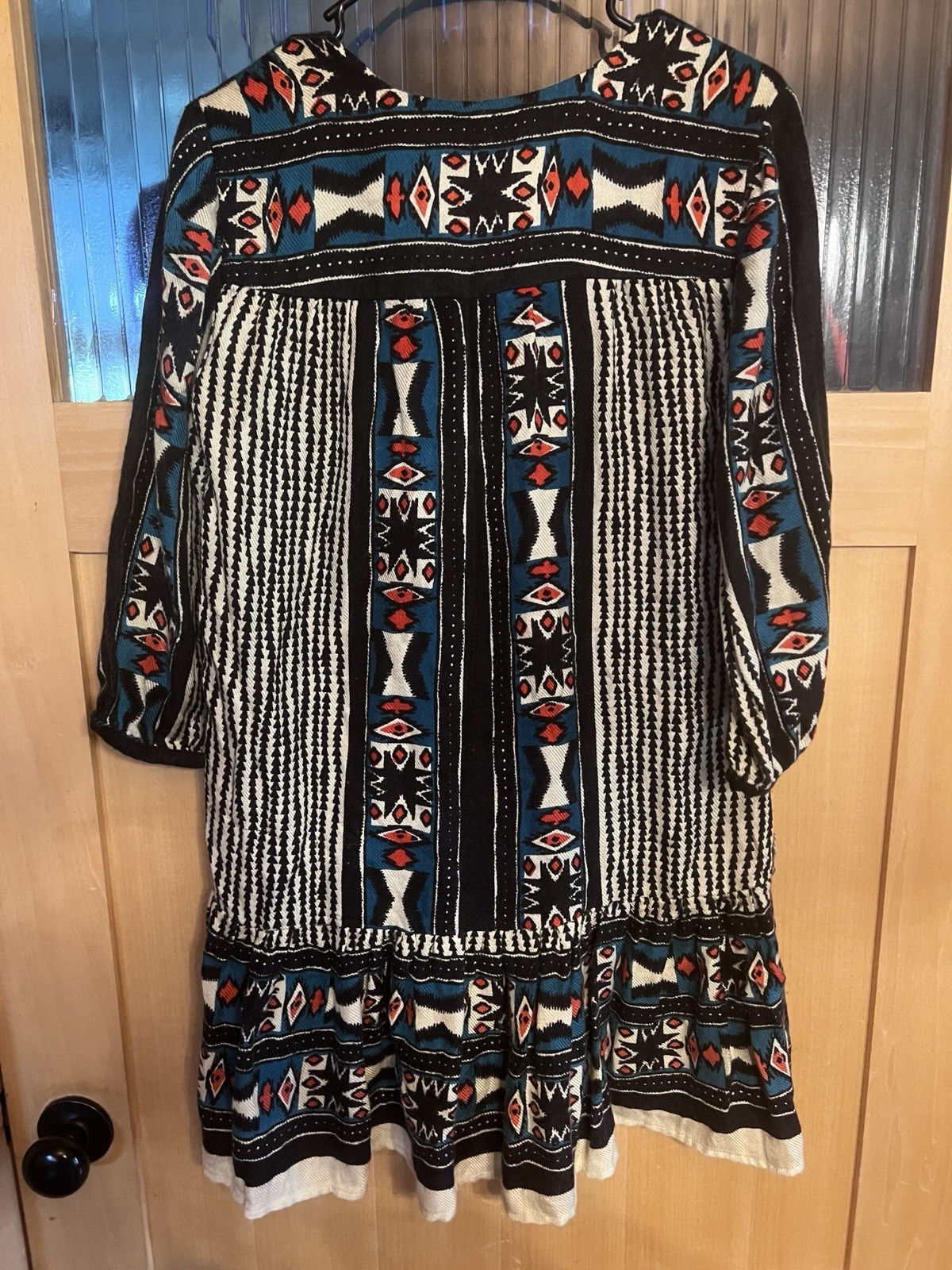 FREE PEOPLE $128 BLACK COMBO BOW & ARROW HENLEY DRESS SZ S
