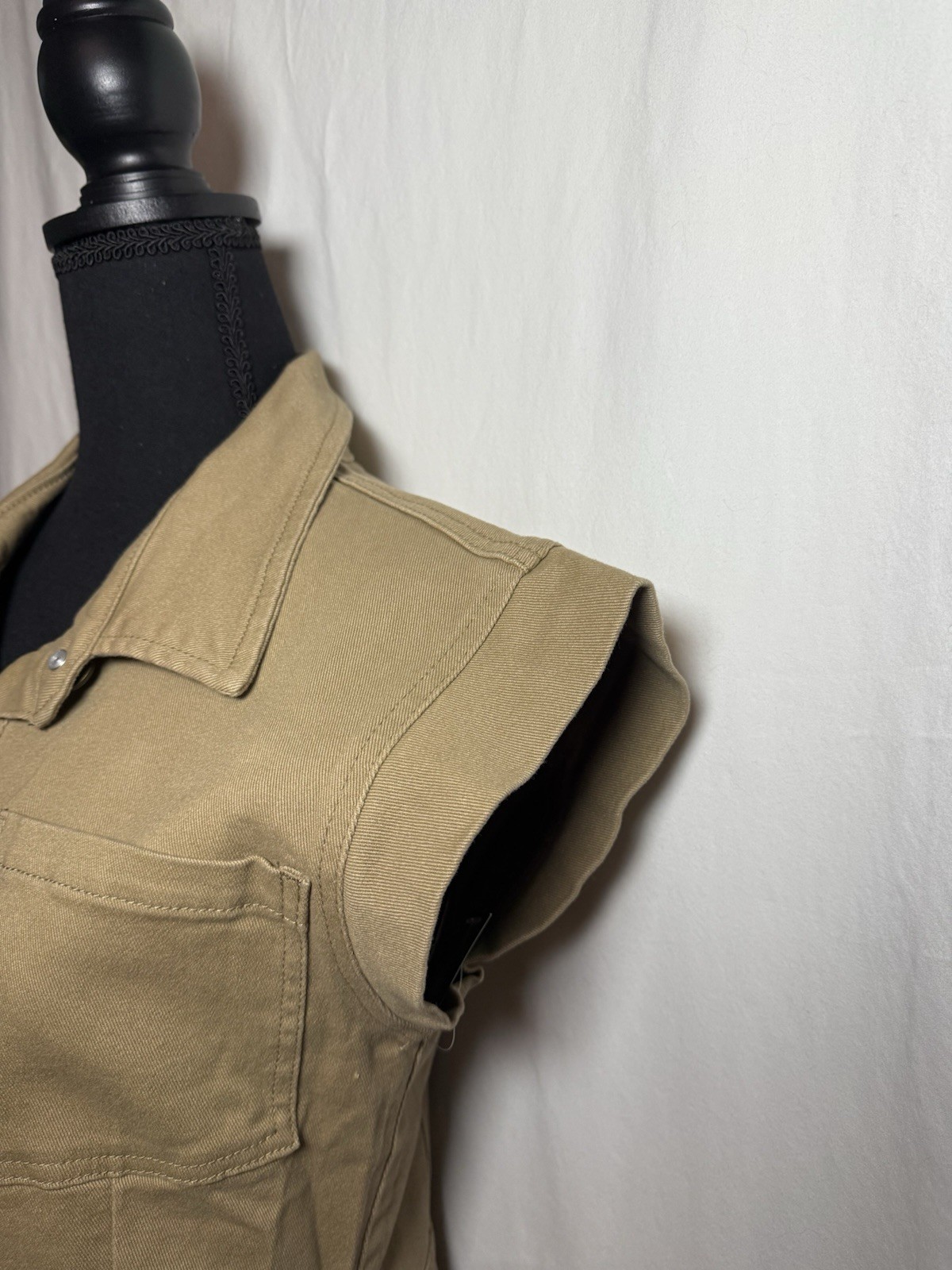 Tinsel Utility Button Front M Camel Safari Workwear Stretch Pocket Mini NWT