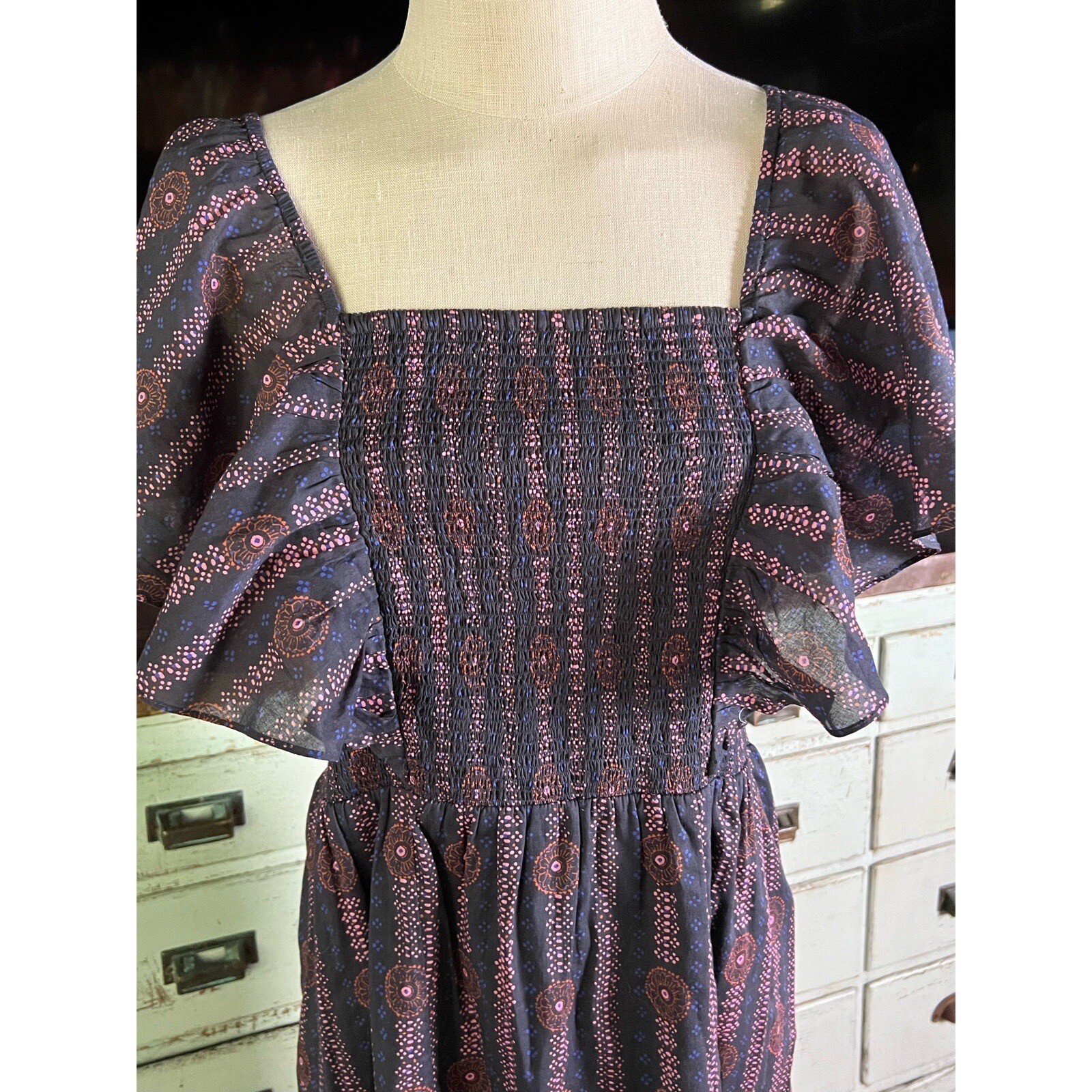 New $475 Figue Estelle Striped Floral Midi Dress XL