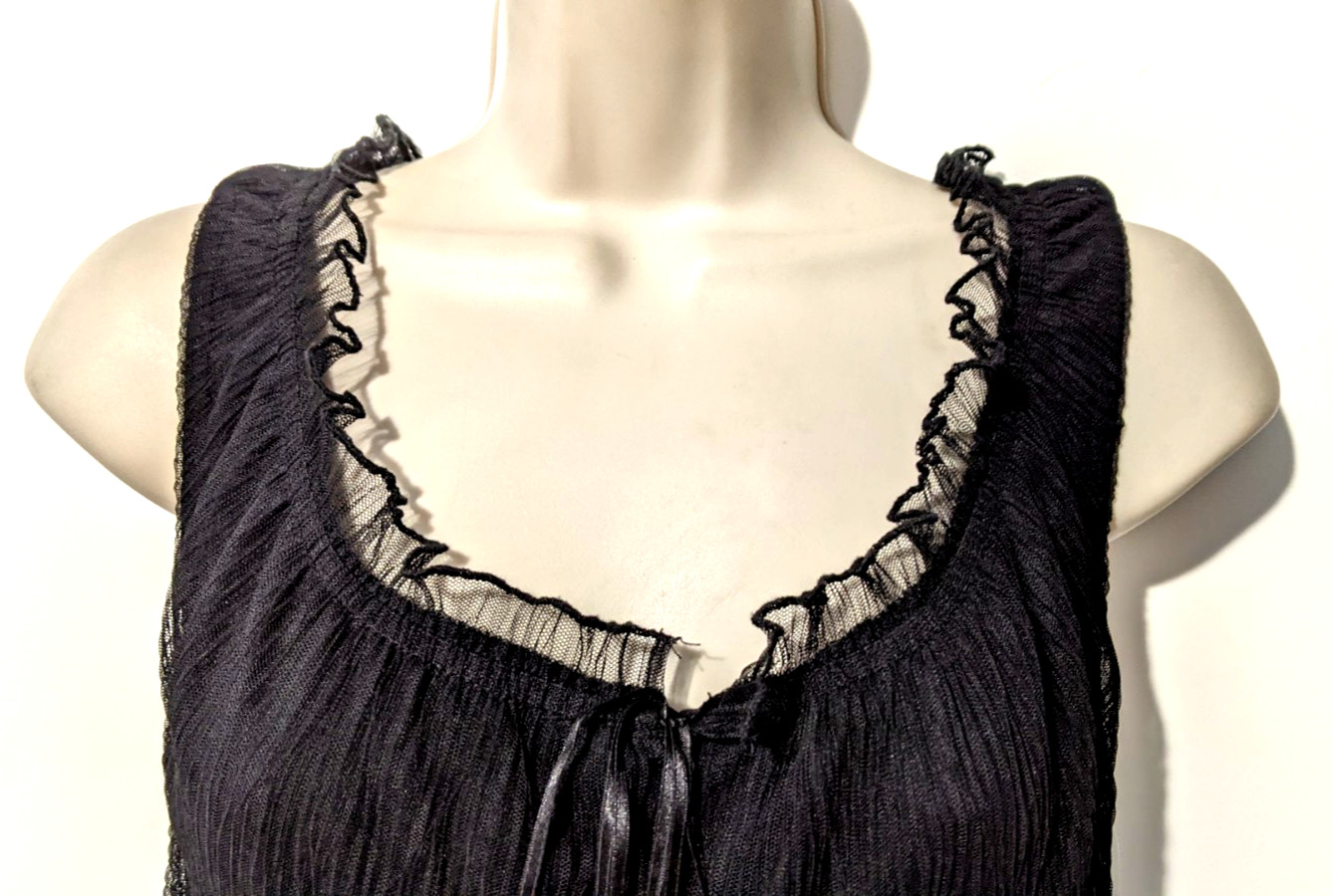 CONNECTED APPAREL Women’s Sheer Black Dress Sz 4 100% Polyester Solid Liner EUC