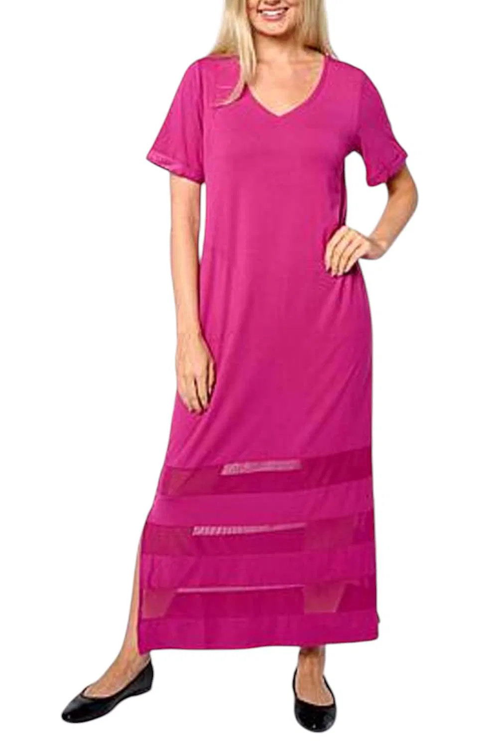 Colleen Lopez Women’s EveryWear Mesh Insert Maxi Dress Purpleberry