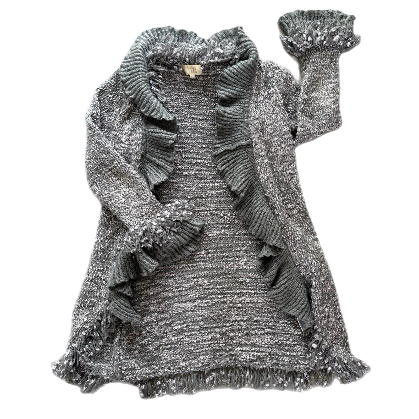Kroshetta by Papillon Duster Cardigan Women’s Large Crochet Lace Boho