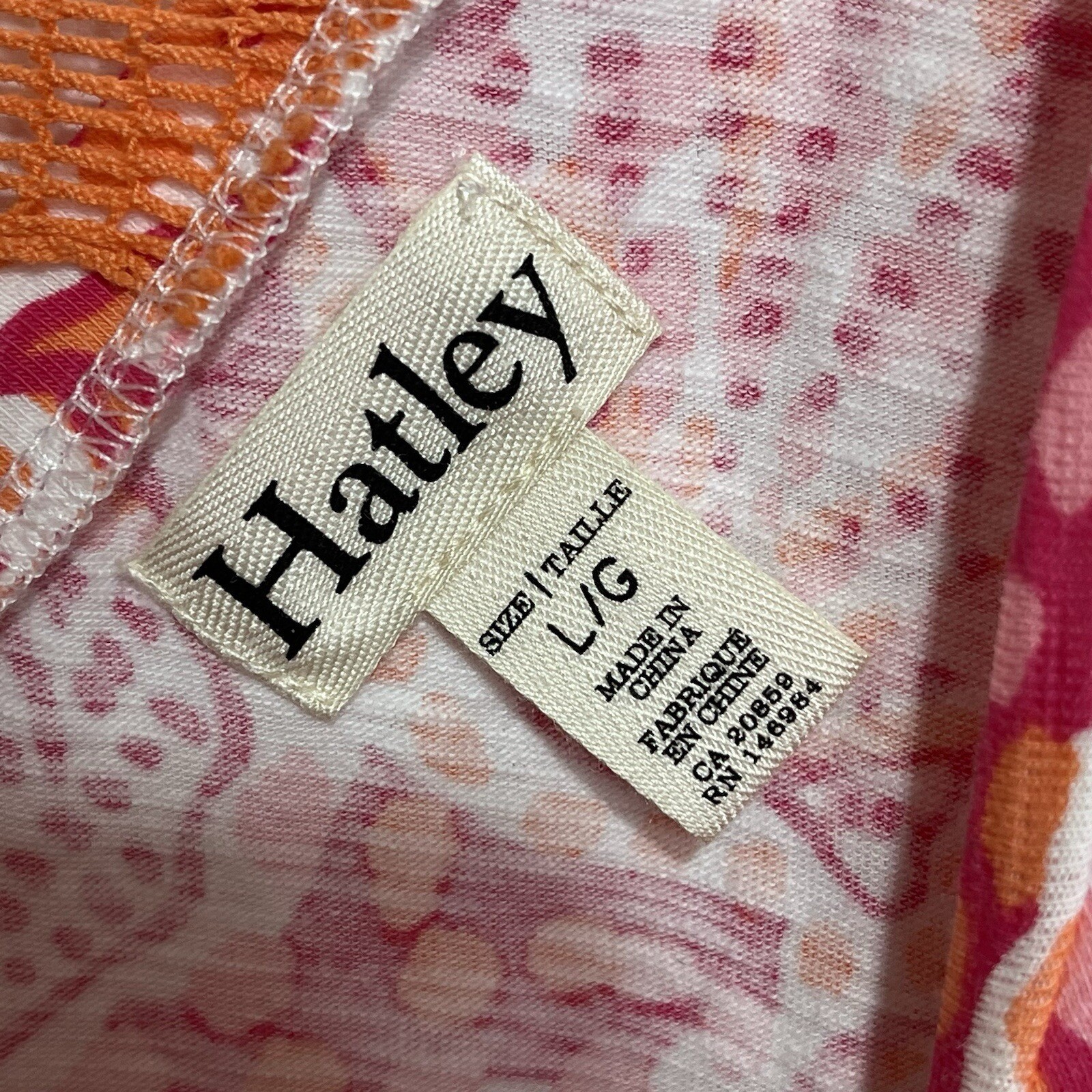 Hatley Pink Orange Seashell Print 3/4 Sleeve Shift Dress Women L/G