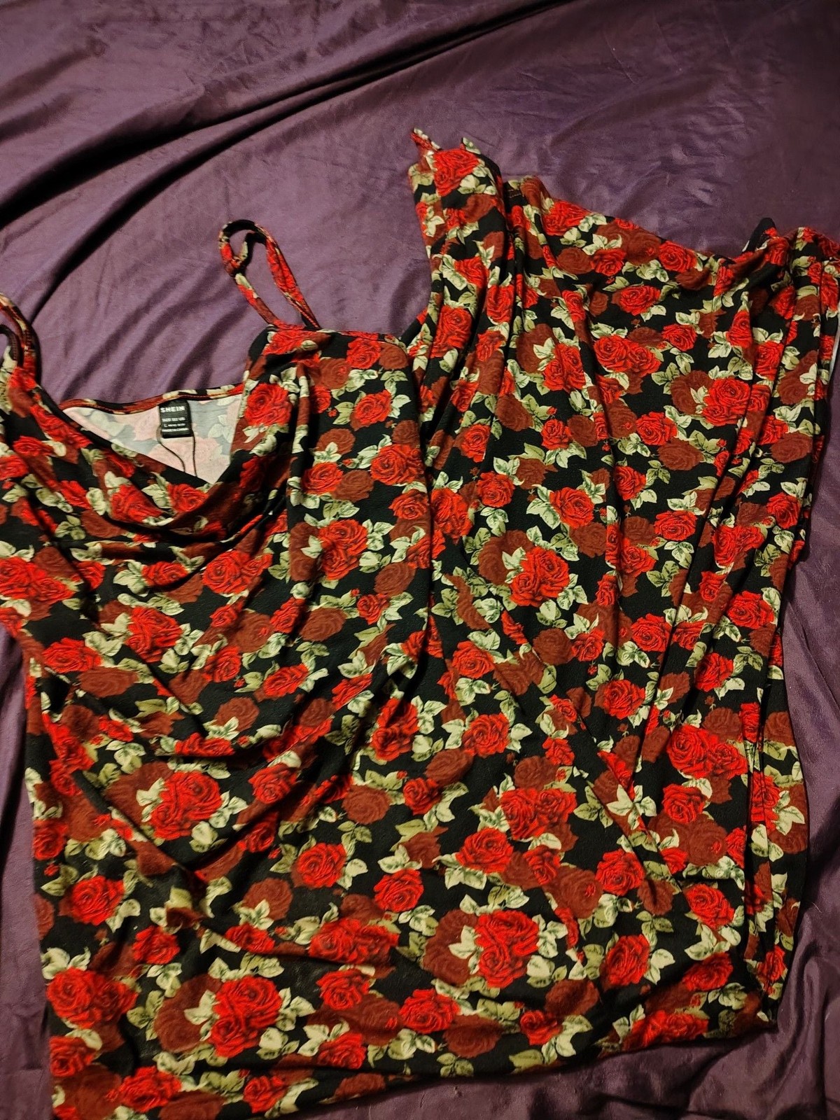 SHEIN Floral Print Split Thigh Cami Dress
