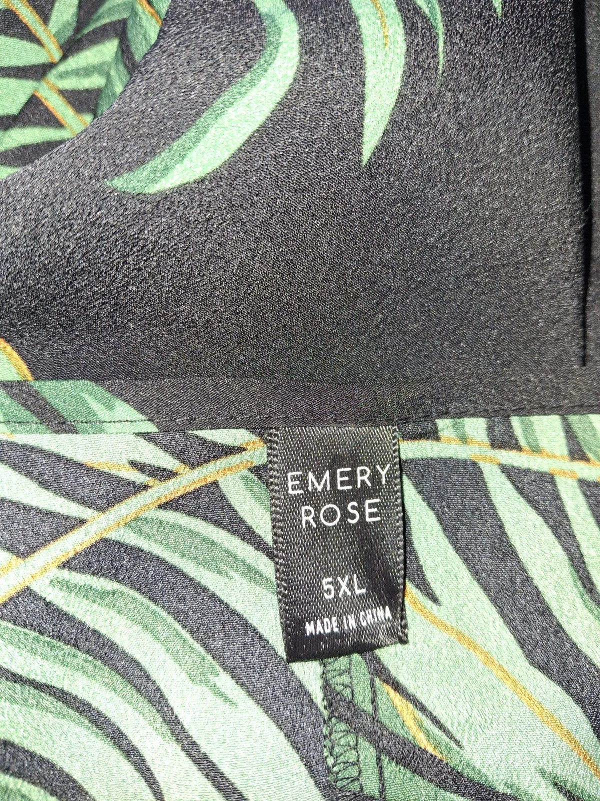 Emery Rose Shein Black Tropical Palm Leaf Summer Dress Plus Size 5XL Tunic Boho