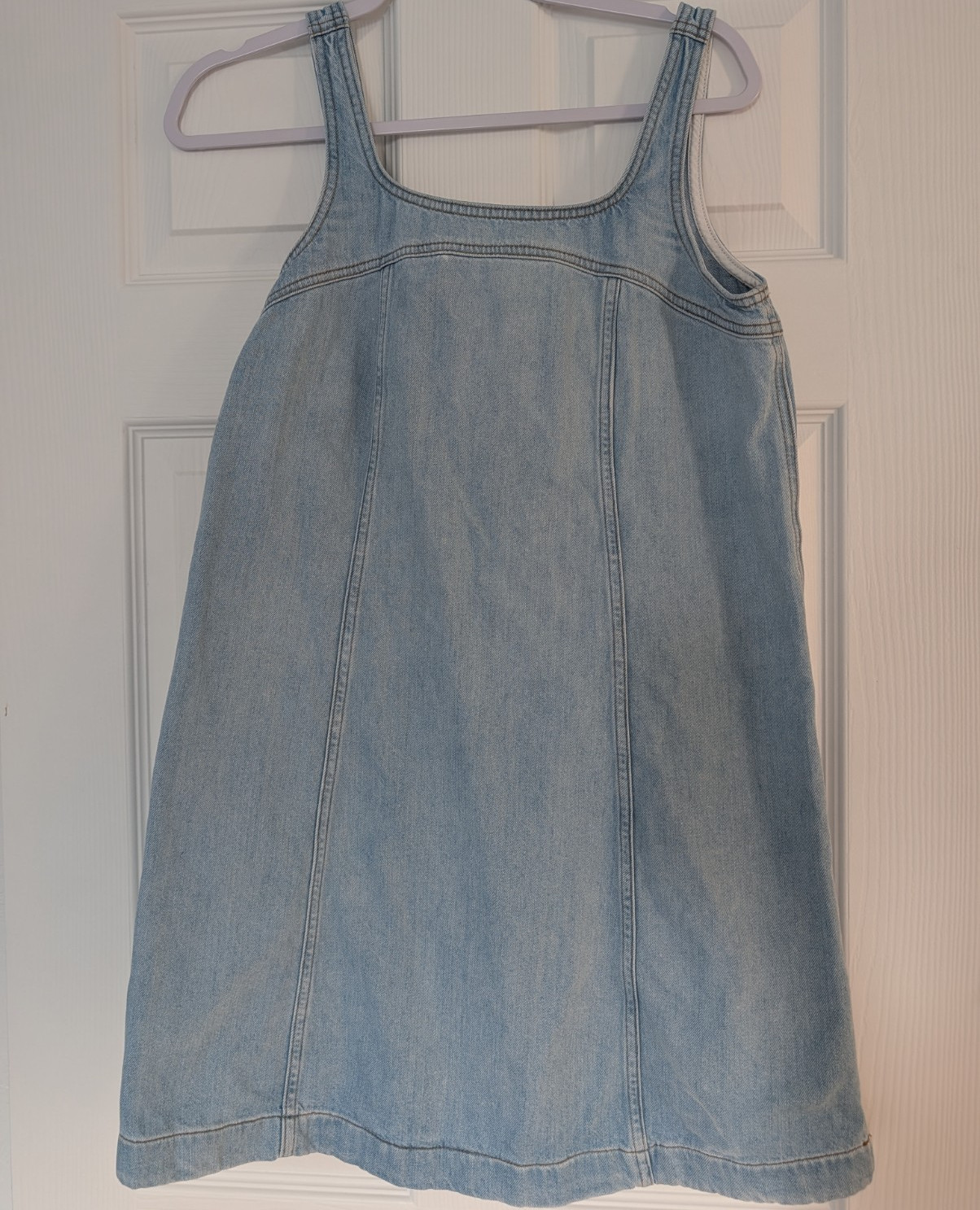Madewell Blue Denim Scoop Neck Sleeveless Shift Overall Dress Size 4