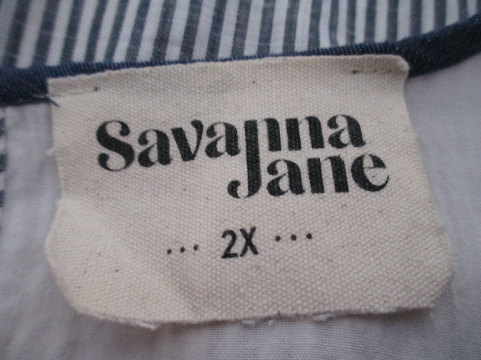 SAVANNA JANE 🌸 SIZE 2X==GRAY & WHITE STRIPED / EMBROIDERED / BABYDOLL DRESS