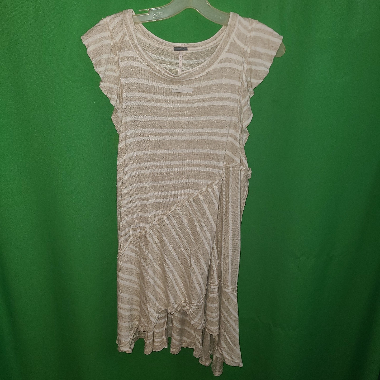 2445) NWT FREE PEOPLE small beige knit dress striped at knee new