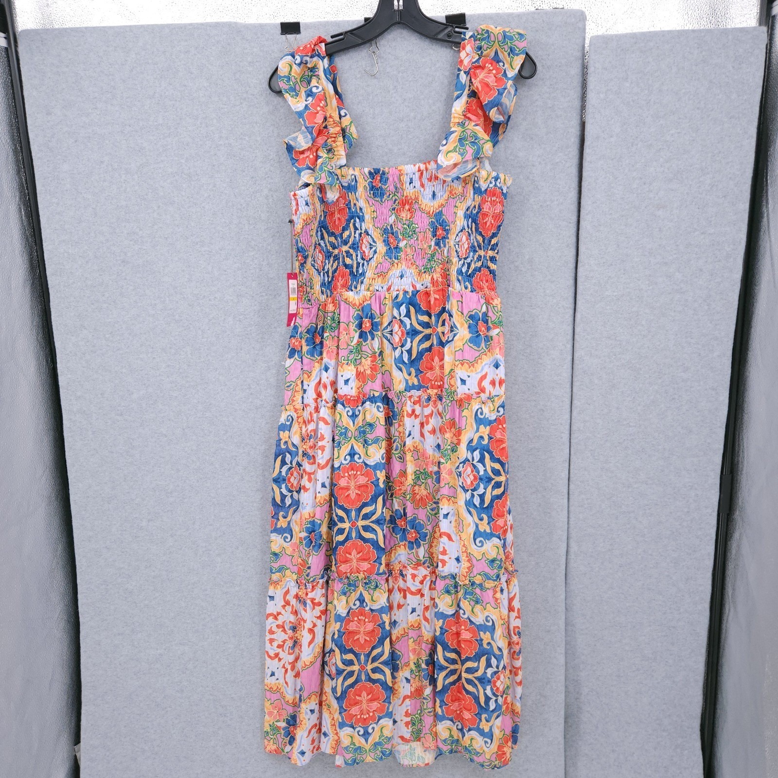 Vince Camuto Printed Square Neck Ruffle Strap Sleeveless Dress Womens Size M NWT