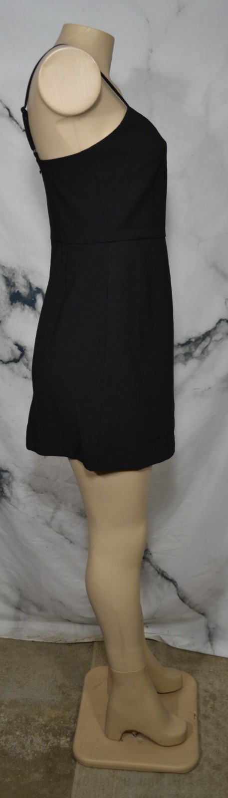 FRENCH CONNECTION NEW NWT Black Whisper V Neck Dress 6 Envelope Skirt Adj Straps