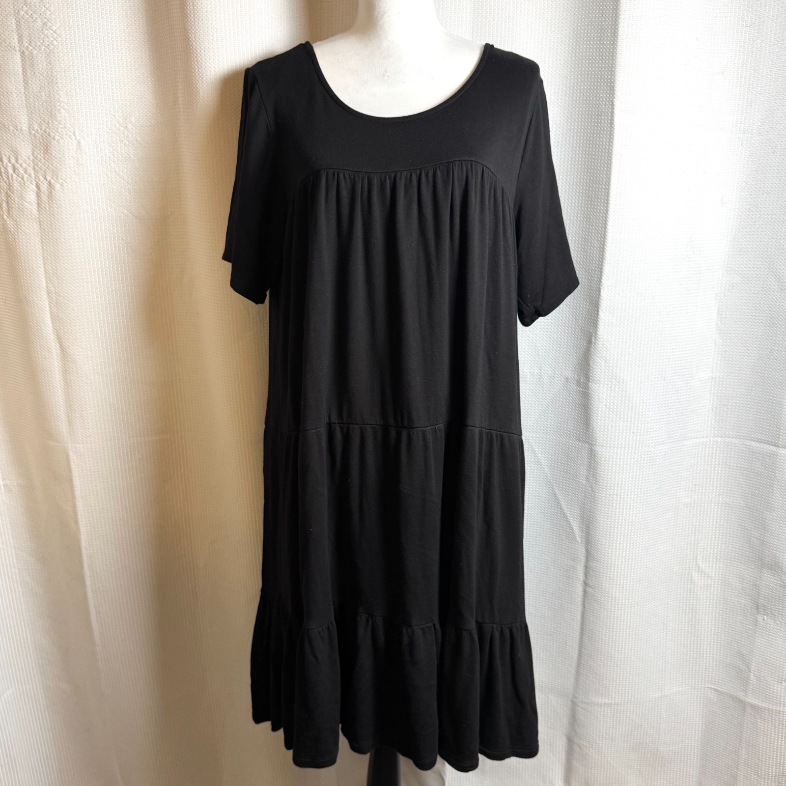 Philosophy Dress Republic Clothing Tiered Women Size 1X Black Shift Viscose EUC