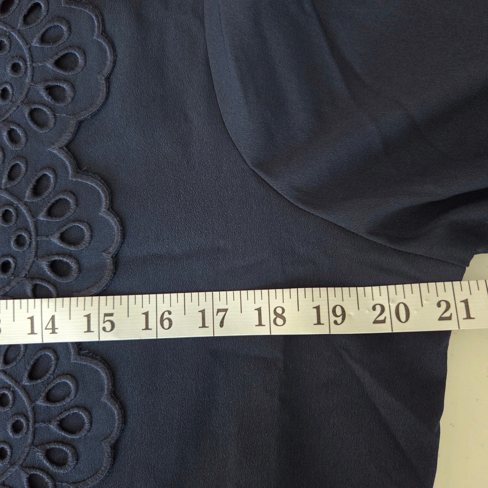 Elie Tahari Navy Blue Eyelet Embroidered Midi Shirt Dress Tie Waist NWT
