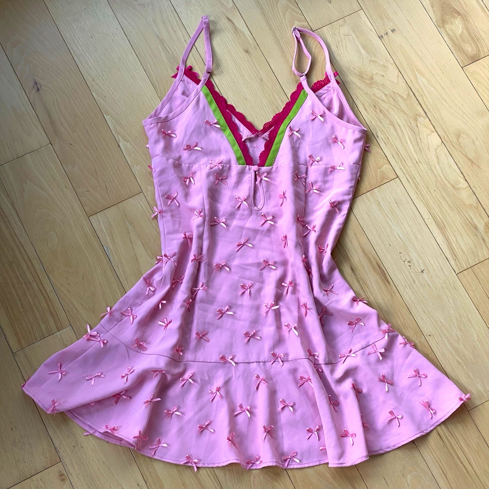 Coquette Bow Pink Balletcore Fairycore Princesscore Mini Babydoll Dress S/M