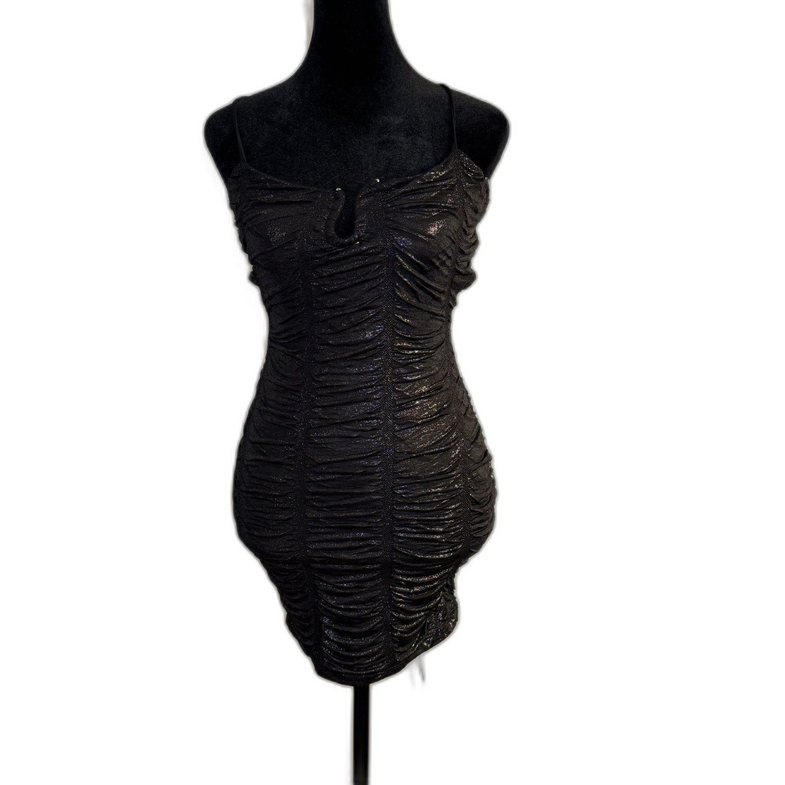 Windsor Black Glitter Ruched Bodycon Mini Dress — Sparkly and Fitted
