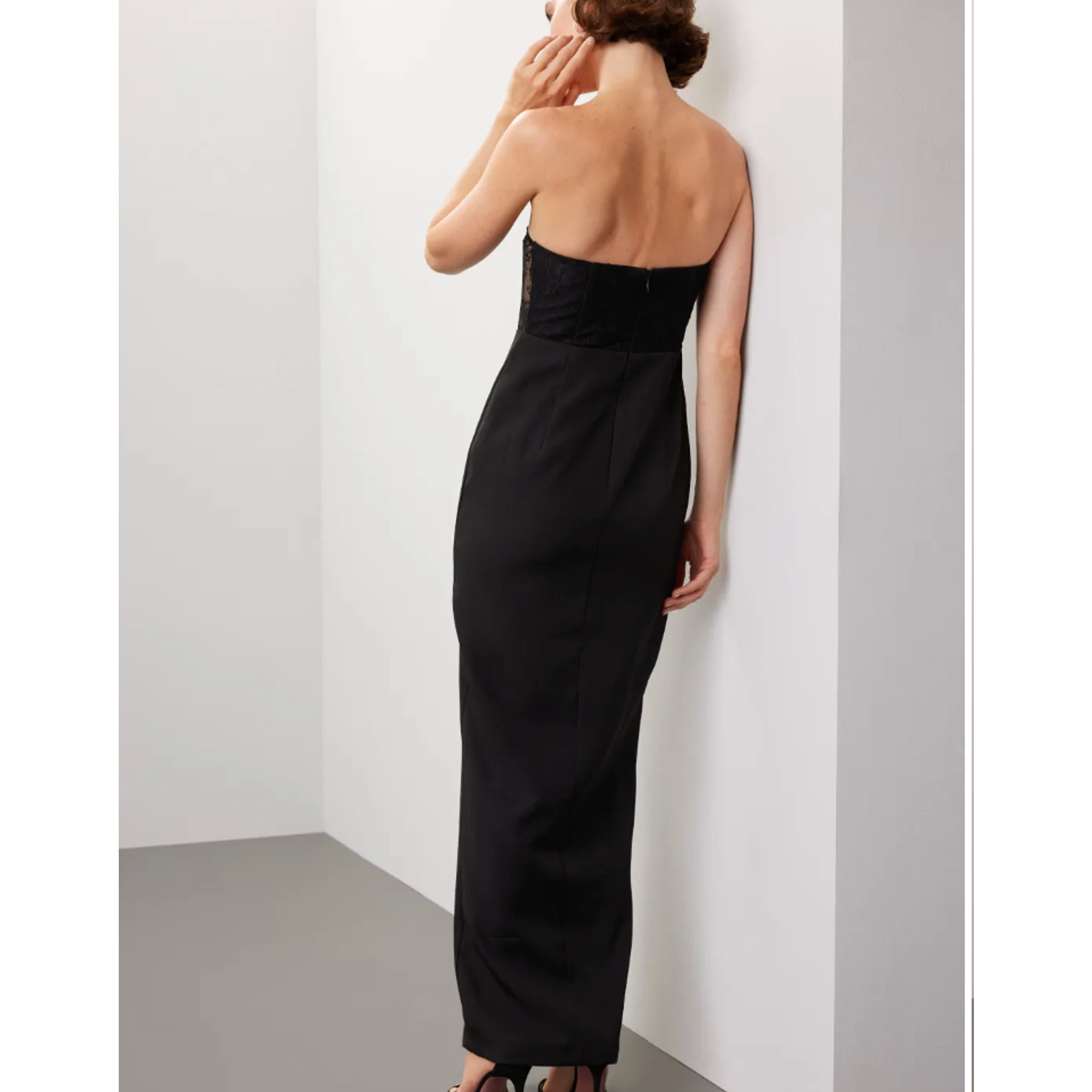Elle Zeitoune Black Strapless Gown SMALL Bodycon Corset Bustier Designer $390