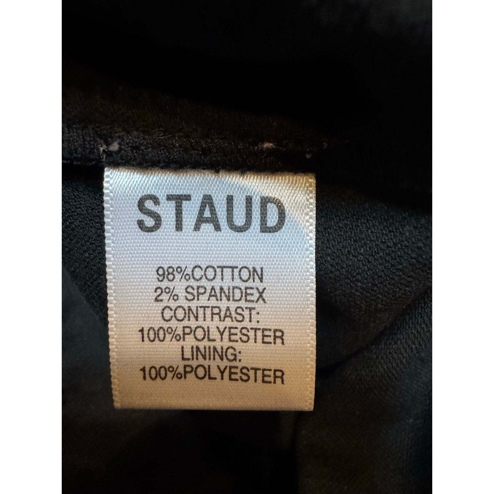 Staud mini dress square neck button-down front yin-yang symbols, faux fur (New)