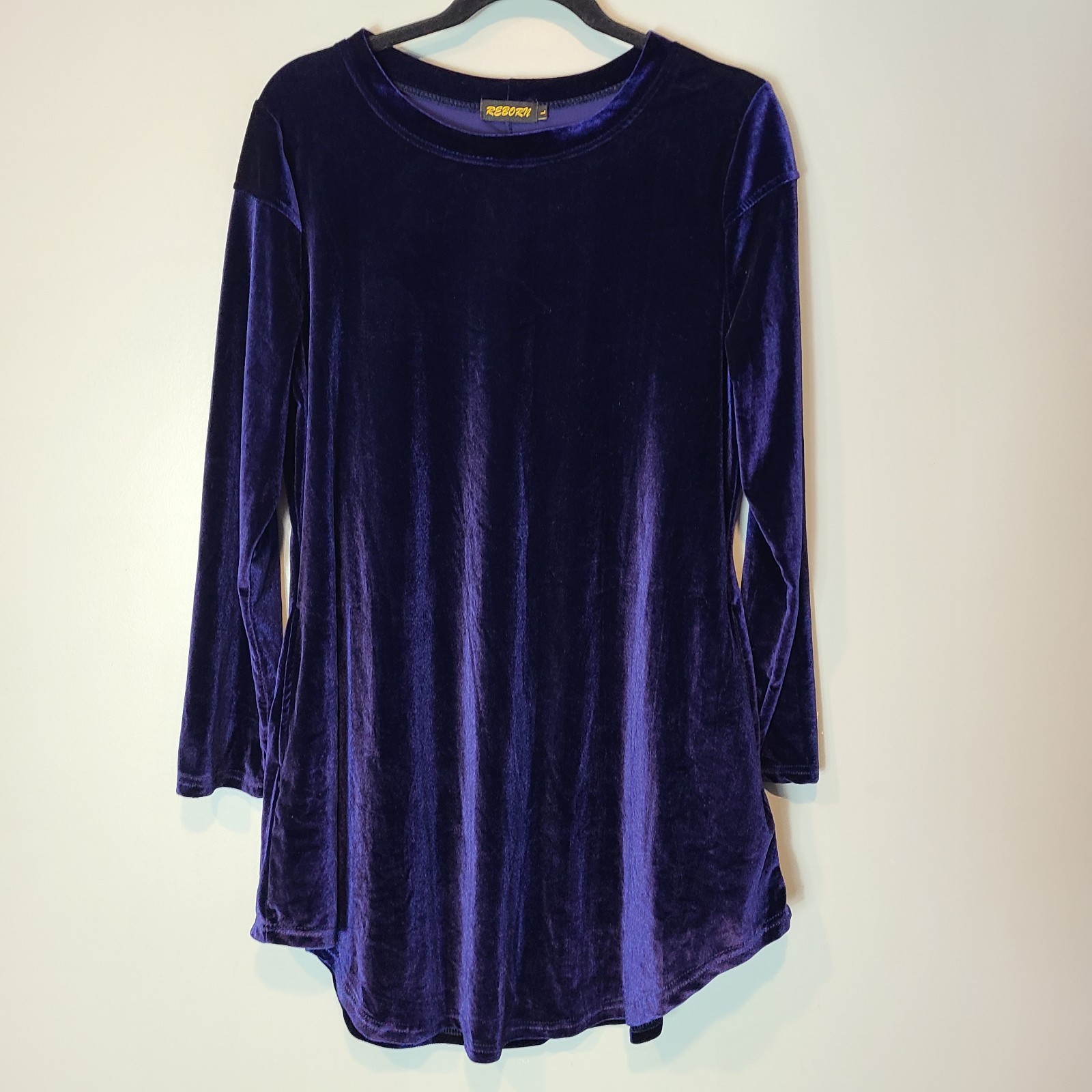 Velvet Midi Dress Size Large Shift Ren Faire Jewel Tone Blue Y2K Fairy Grunge