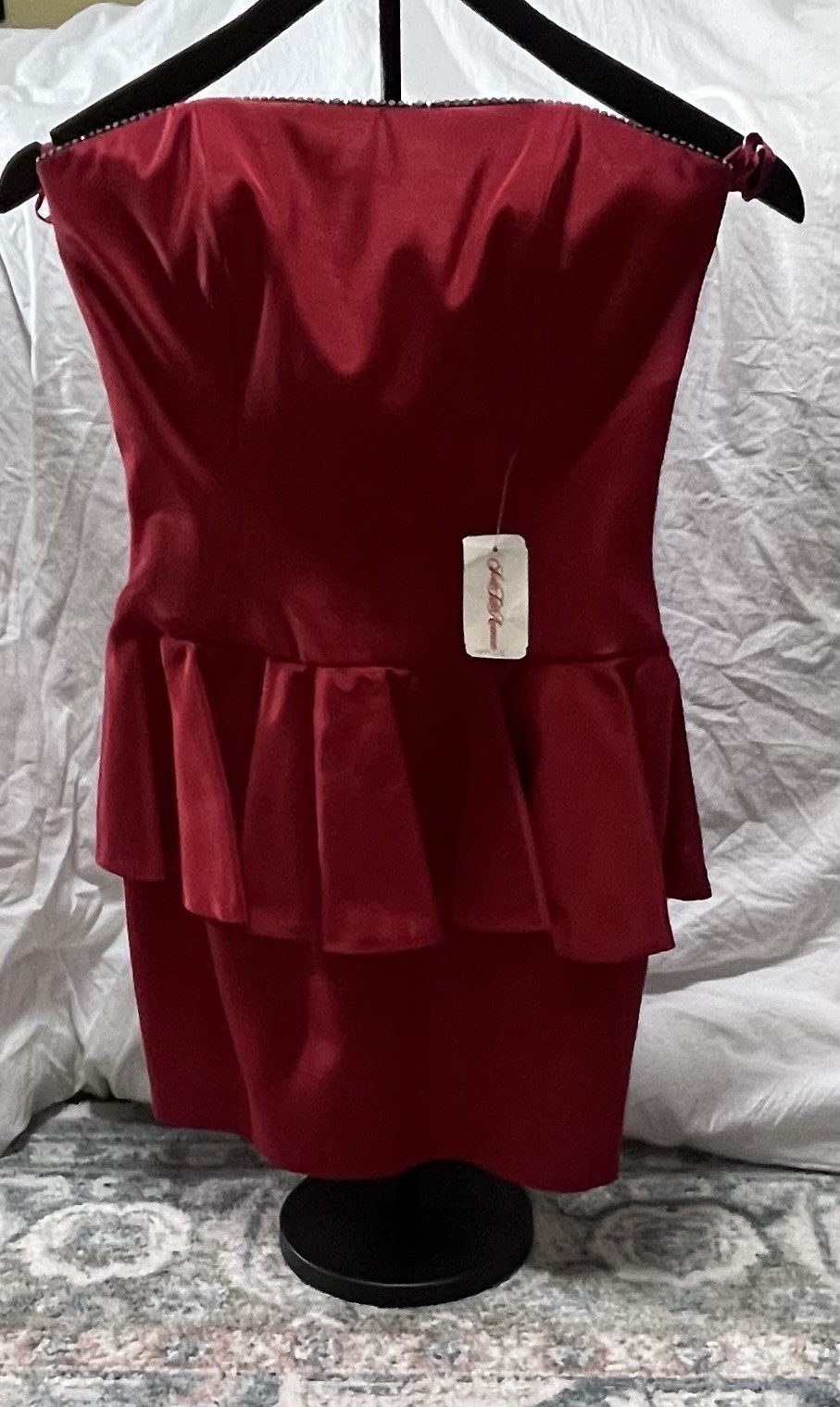 VTG! NWT! A.J. Bari For Saks Fifth Ave |Red Strapless Peplum Dress | Size: 4