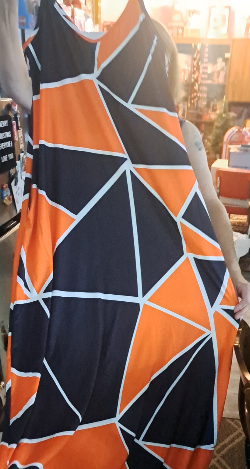 summer maxi with pockets-orange and black – small to medium