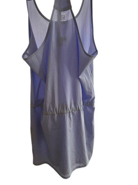 Women’s Large Blue Gray Athletic Tank Dress Drawstring Waist Pockets Stretch