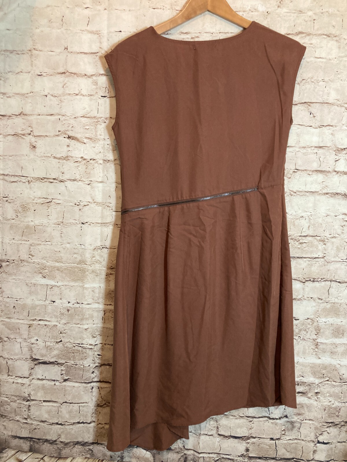 Mod Ref Dress Womens Medium Midi Chocolate Brown Lightweight Modal Asymmetric