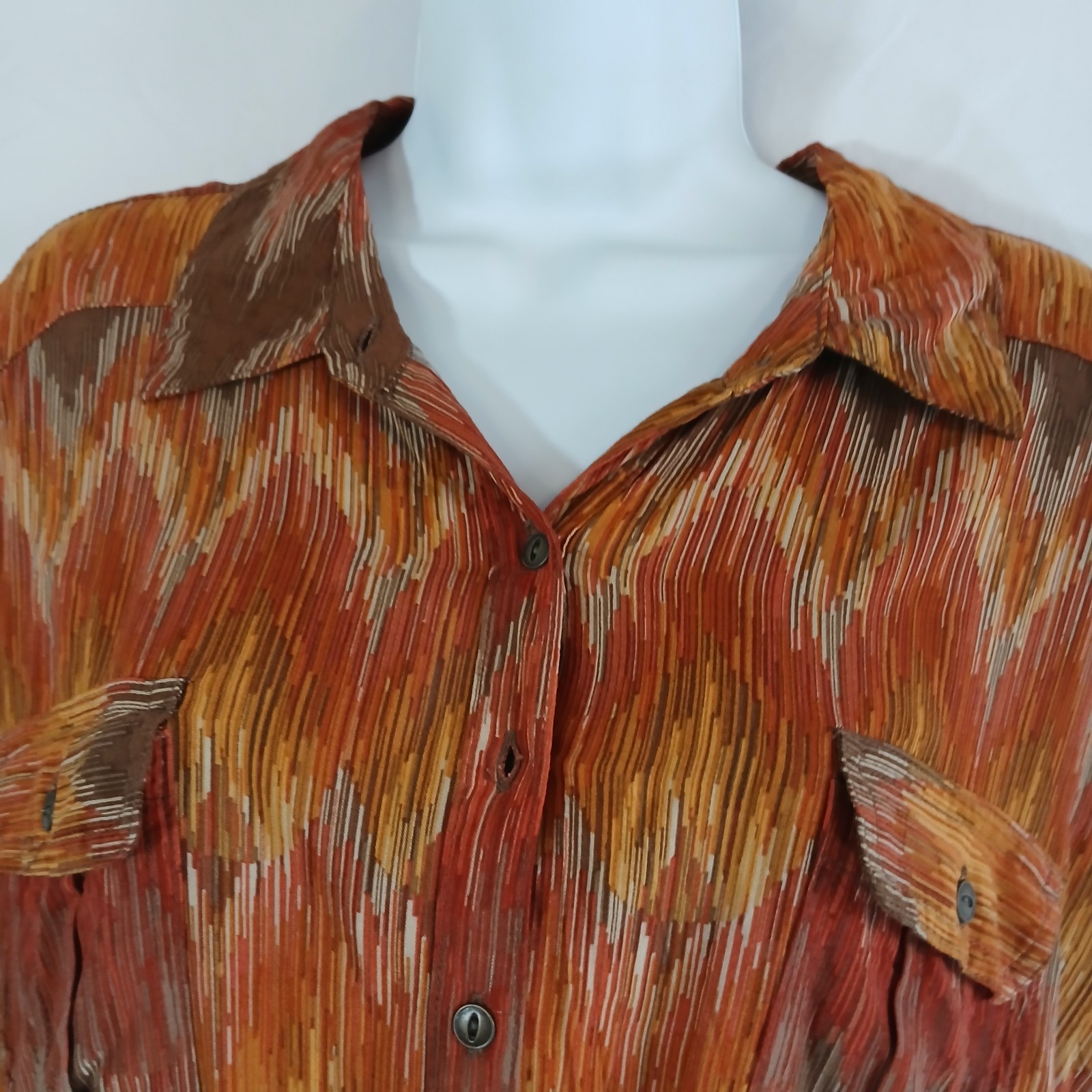 Sonoma Dress Brown Chevron Pattern 1/2 Button SZ X NWT Casual Fall Work Wear