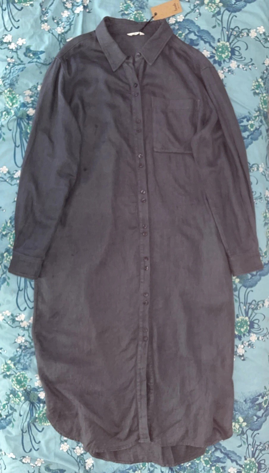 Hush Washed Black Banu Shirt Dress UK 14