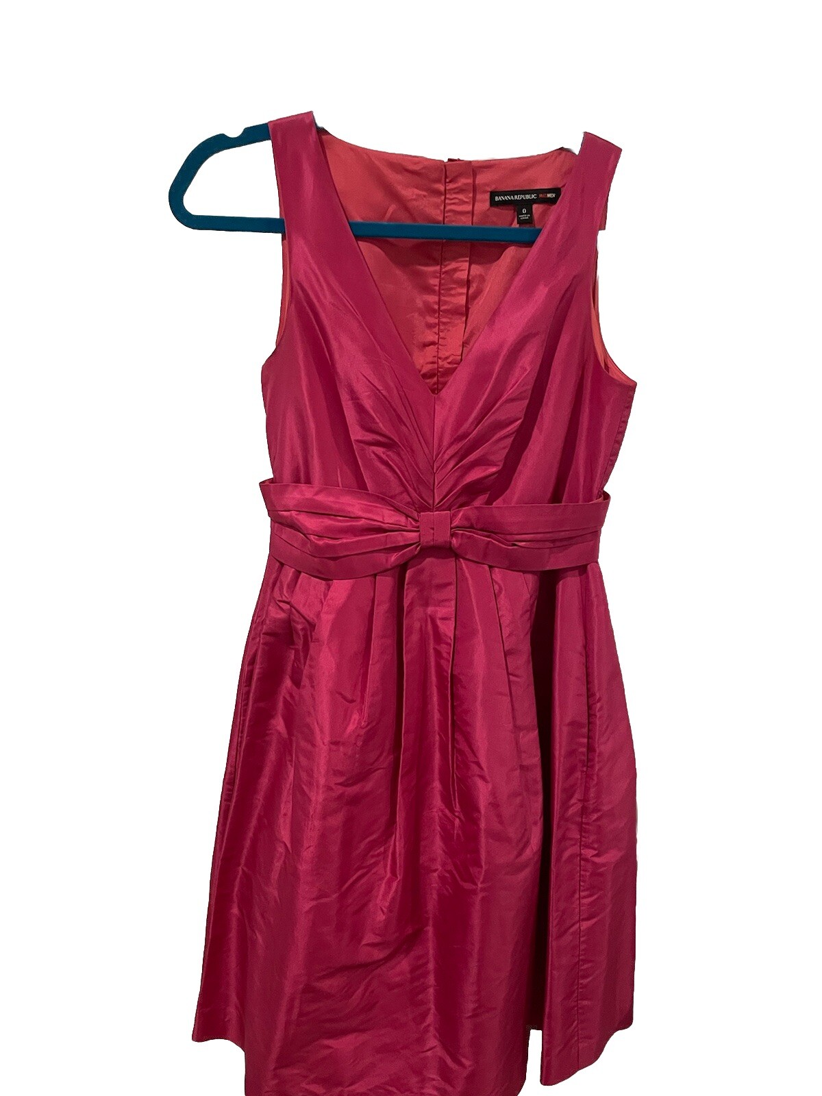 Banana Republic x MadMen Women’s Fuchsia Silk V-Neck Fit and Flare Dress Size 0