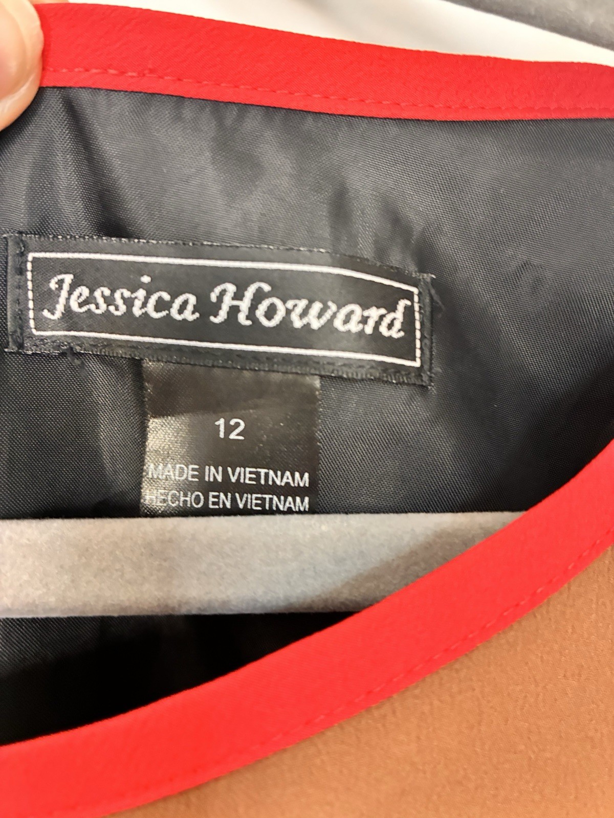 Jessica Howard Brown/White Striped Shift Dress Short Sleeve Round Neck 12