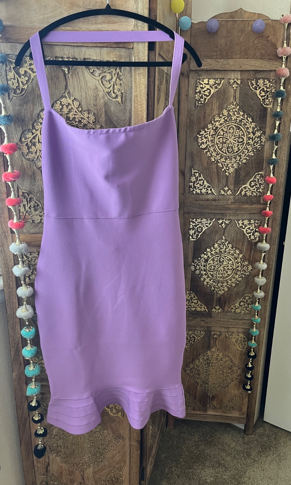 purple, halter neck, body con, cocktail dress, large