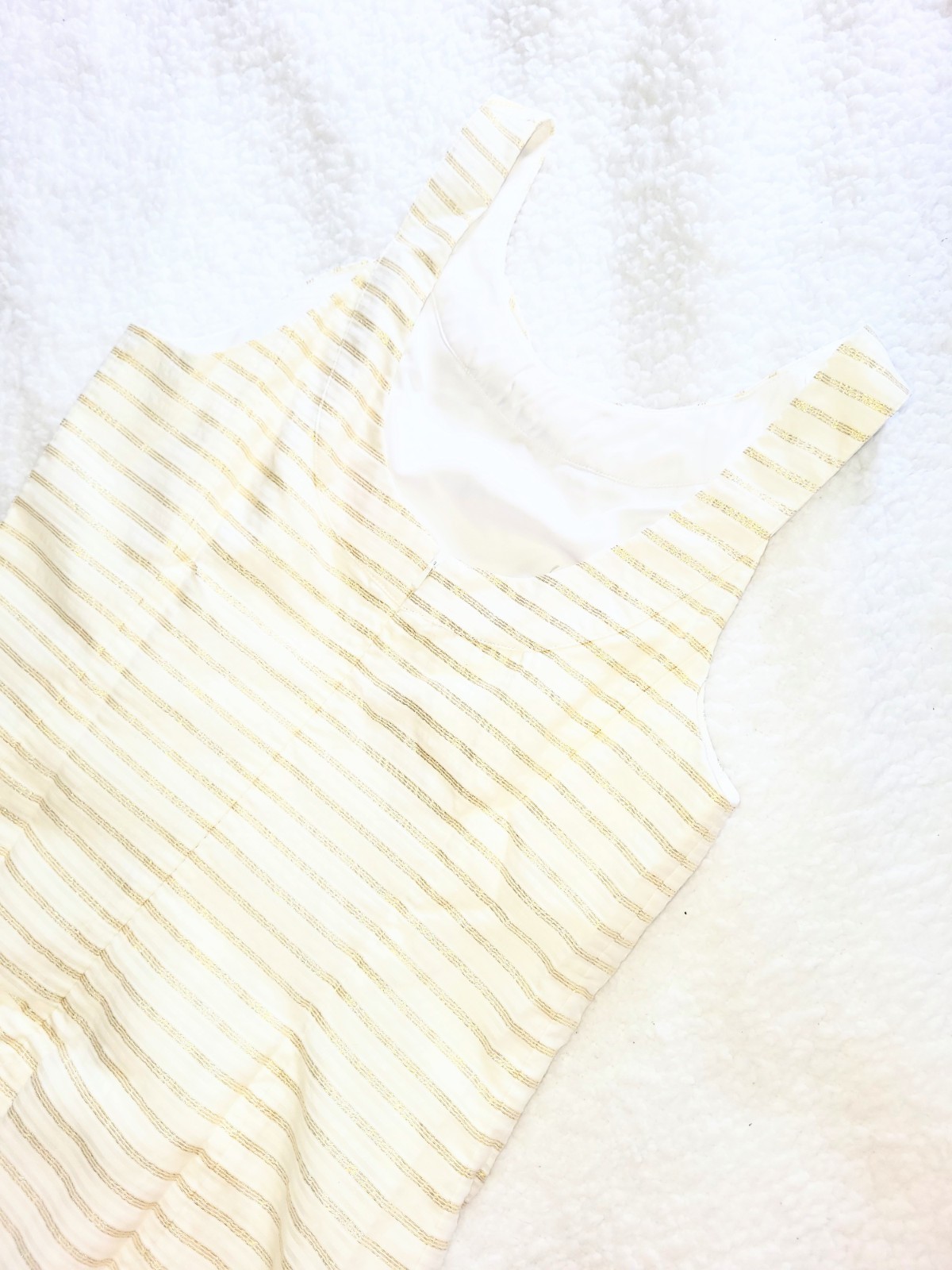 NWOT Lilly Pulitzer Henley Metallic Gold & Ivory White Sheath Dress Size 4