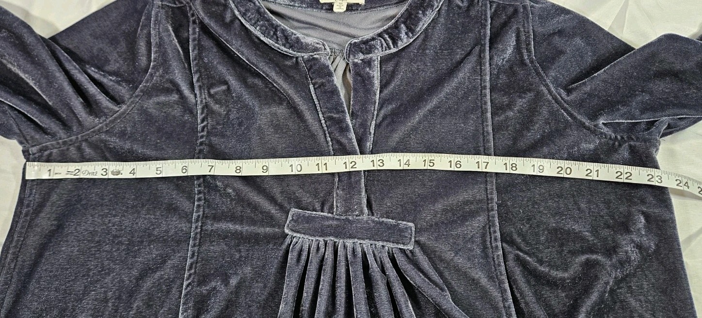 Easel La Oversized Blue Gray Soft Velvet Boho Tunic/Dress Size Medium