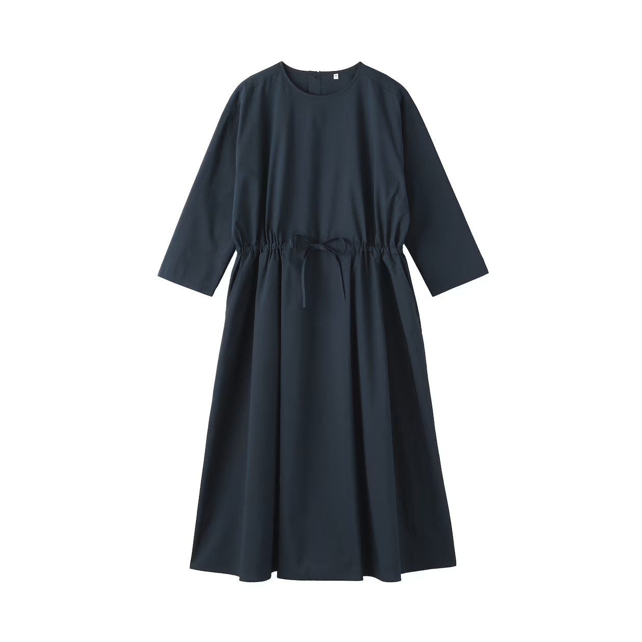 MUJI Womens Light Broadcloth Pullover Dress Dark Navy FedEx