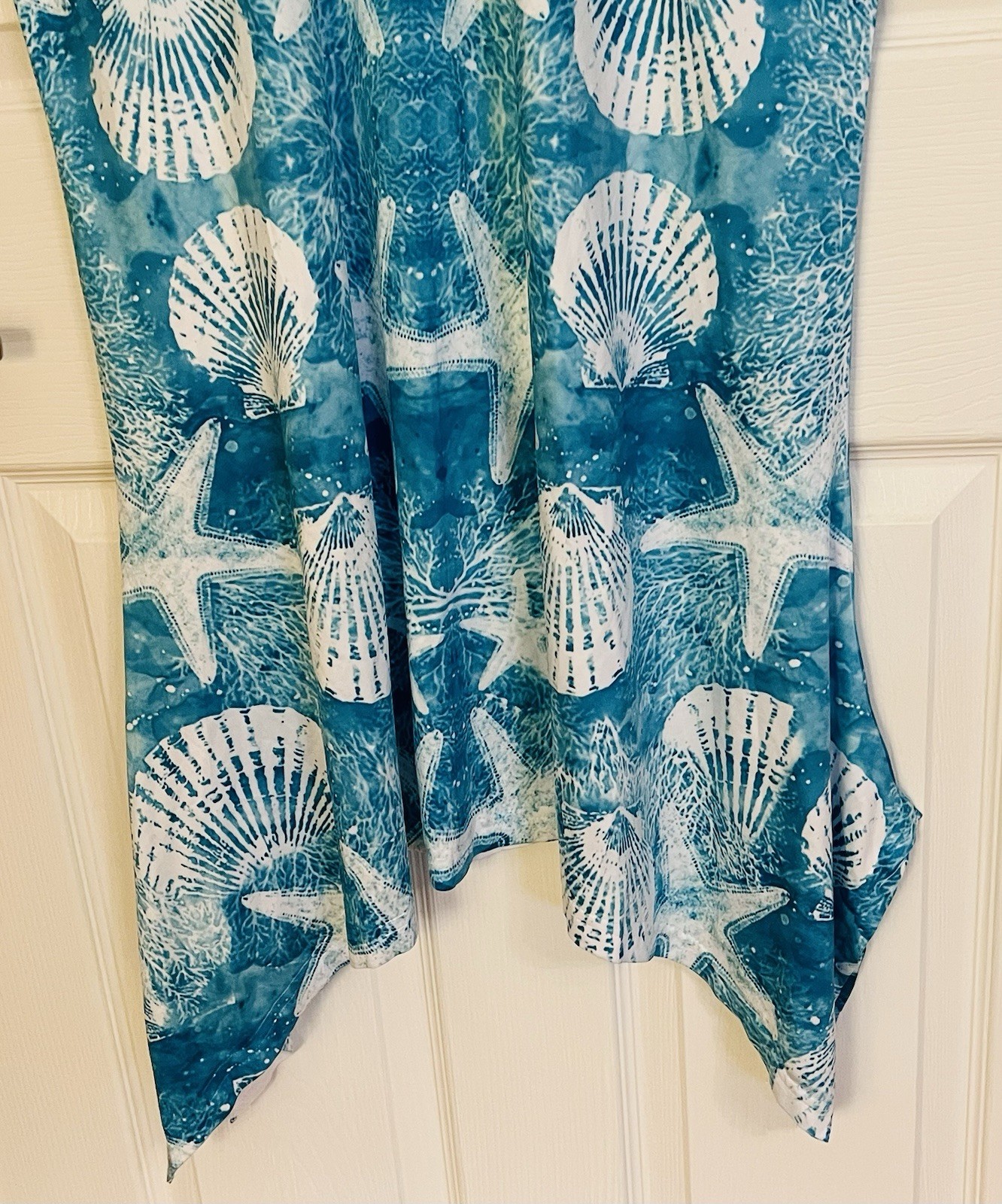 India Boutique Beach Coverup One Sz Blue Nautical, Matching Earrings Exc. Cond.