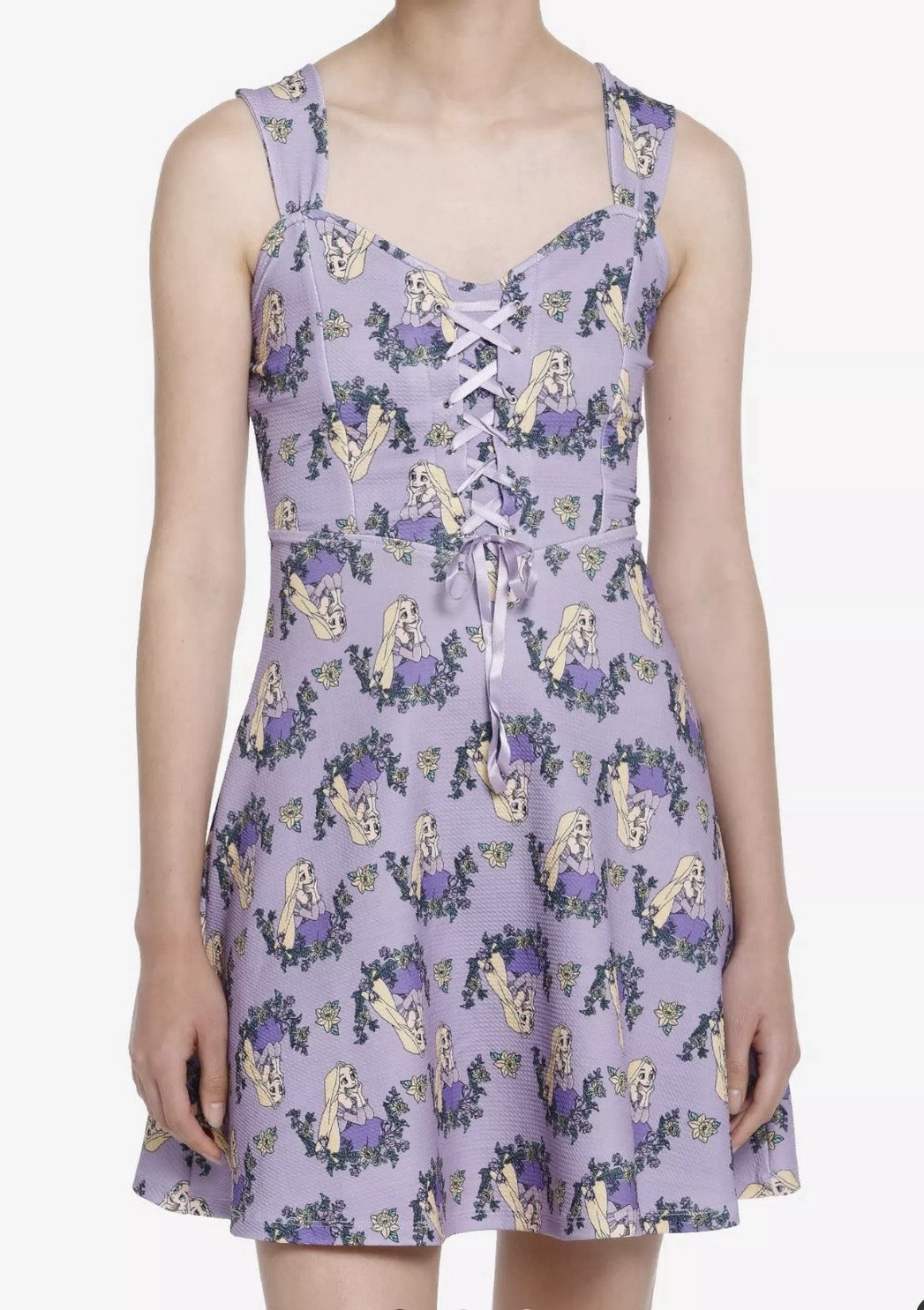Disney Her Universe Rapunzel Floral Lace Up Purple Sundress Size S
