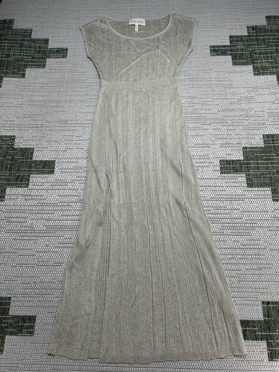 Saloni Dress Womens Medium Biege Knit Midi