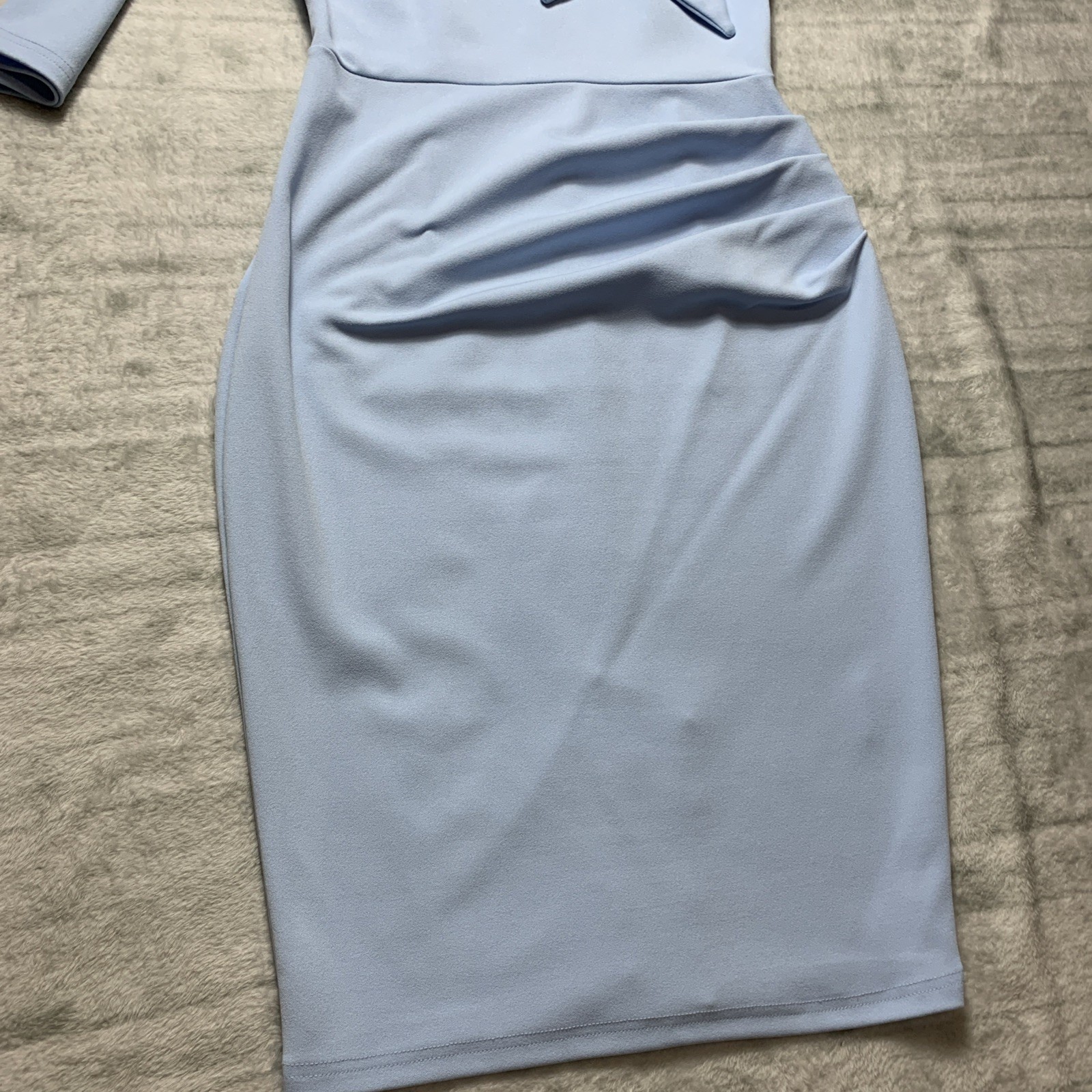MIUSOL Classic Office wear, 3/4 Sleeve Dress Sky Blue Size M, tie neck