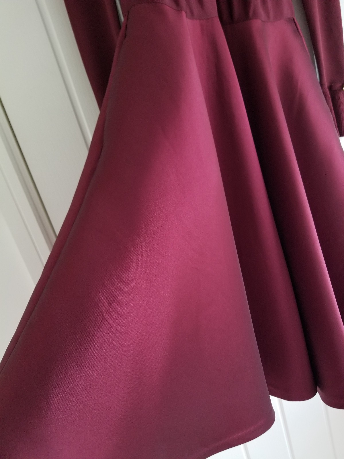 Ted Baker Zadi Midi Dress Knitted Bodice Burgundy Red Long Sleeve Size UK 12 / 3