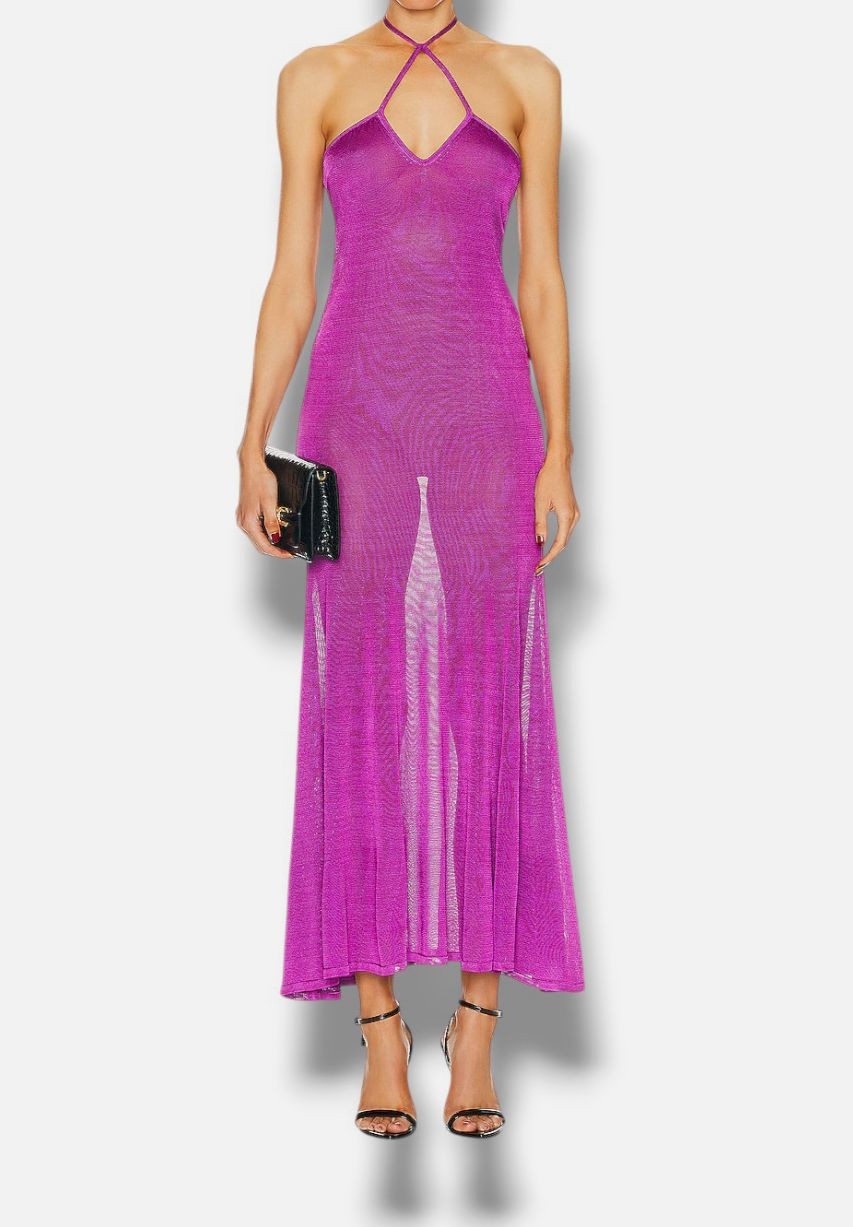 Tom Ford Women’s Pink Womens Halter Neck Knit Maxi Dress Size S