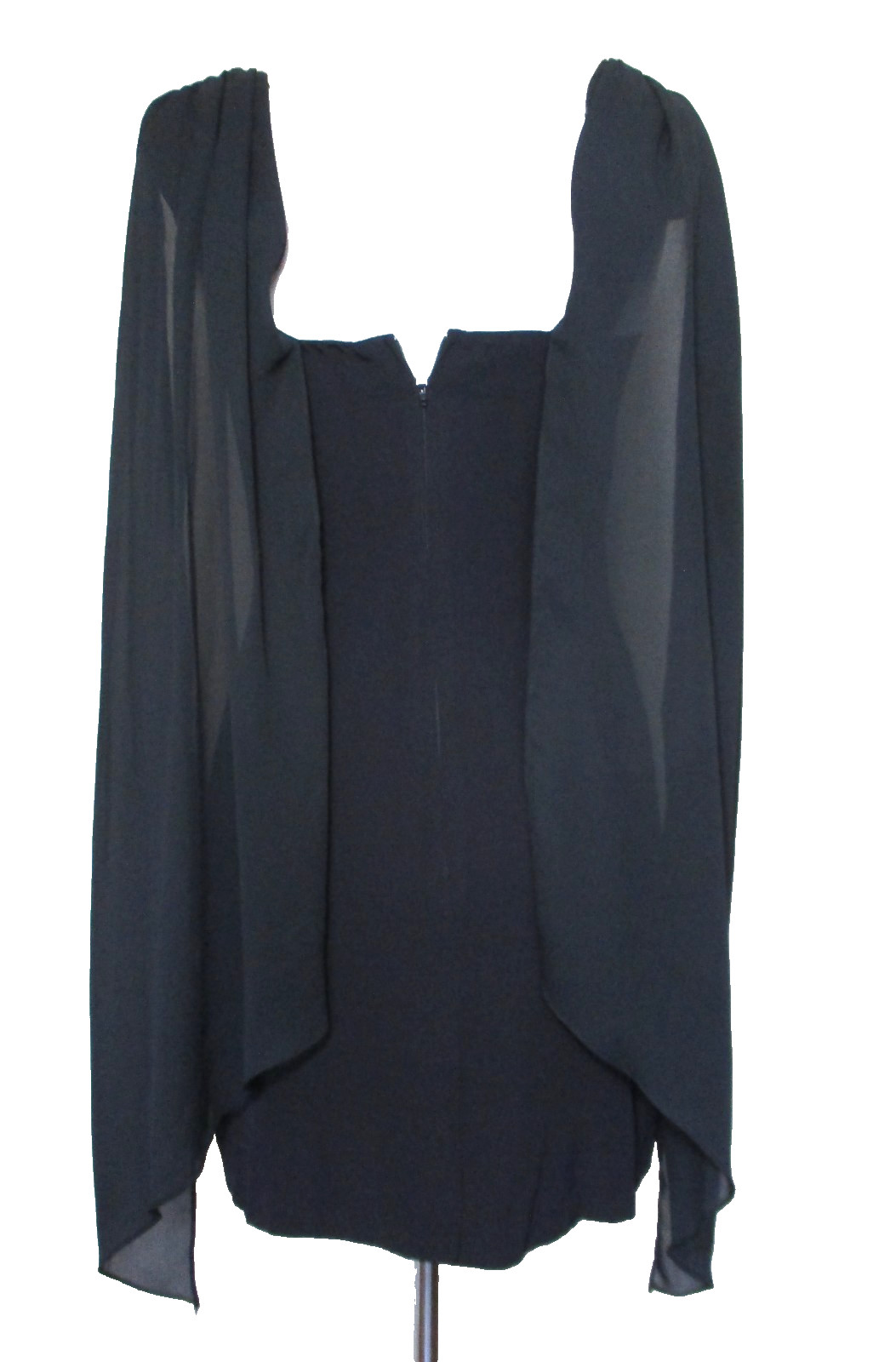 Vintage 90s Rampage Black Chiffon Sheer Cape Cocktail Dress NWT S/M Women
