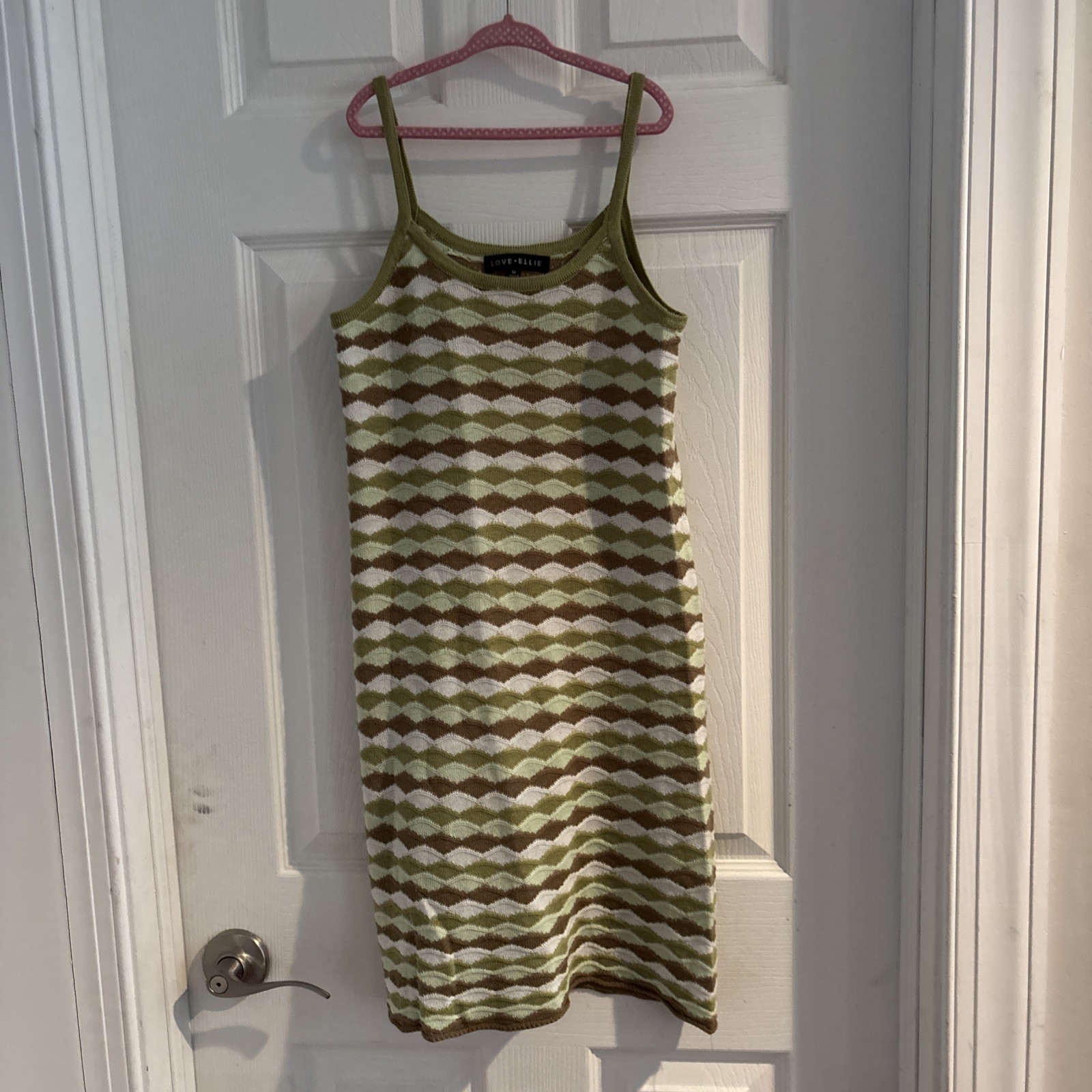 Love Elle Girls Dress, Size medium, Green/brown/white, Non Lined