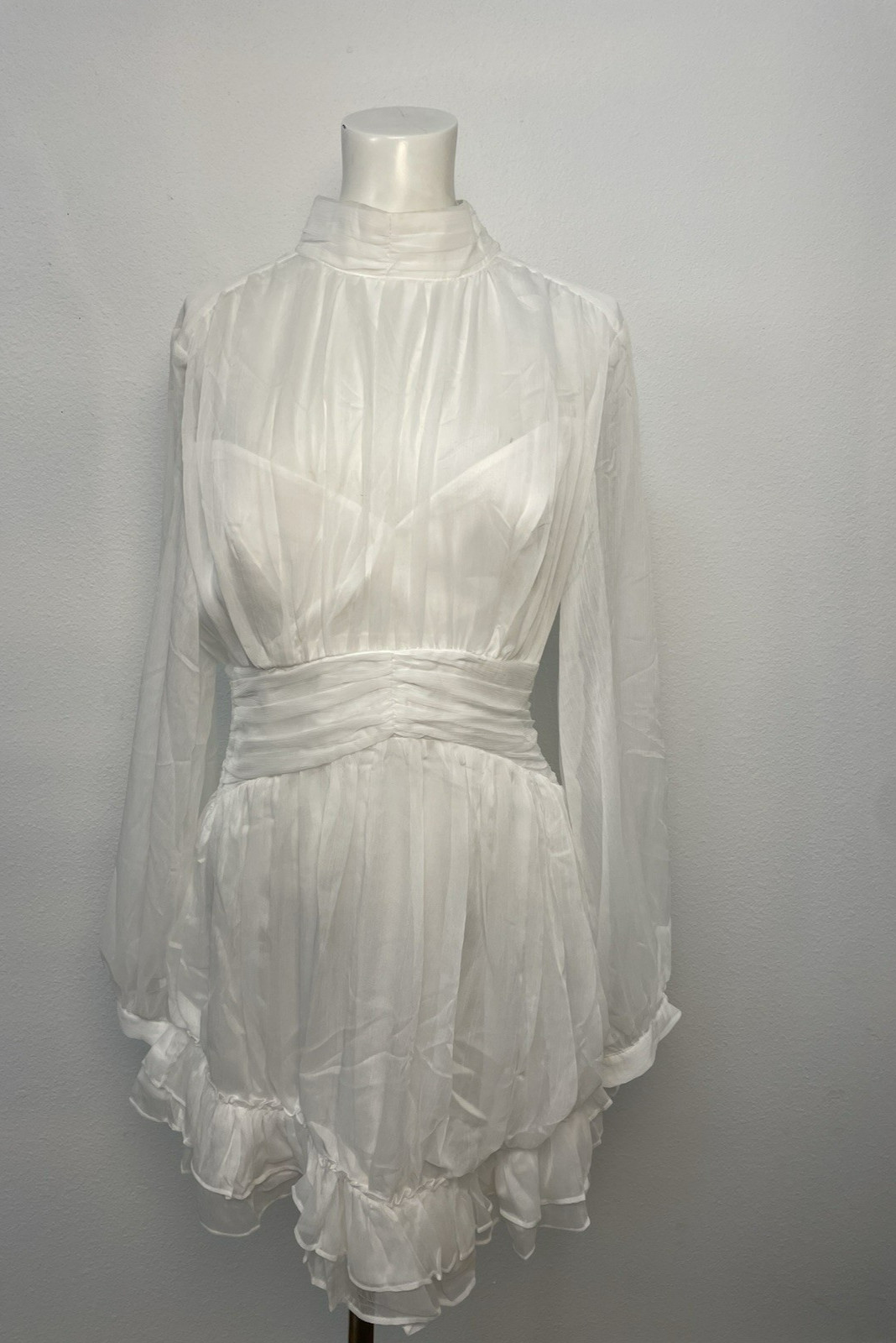 Selfie Leslie NWT Mandalay High Neck Mini White Sexy Cocktail Dress Size US 8
