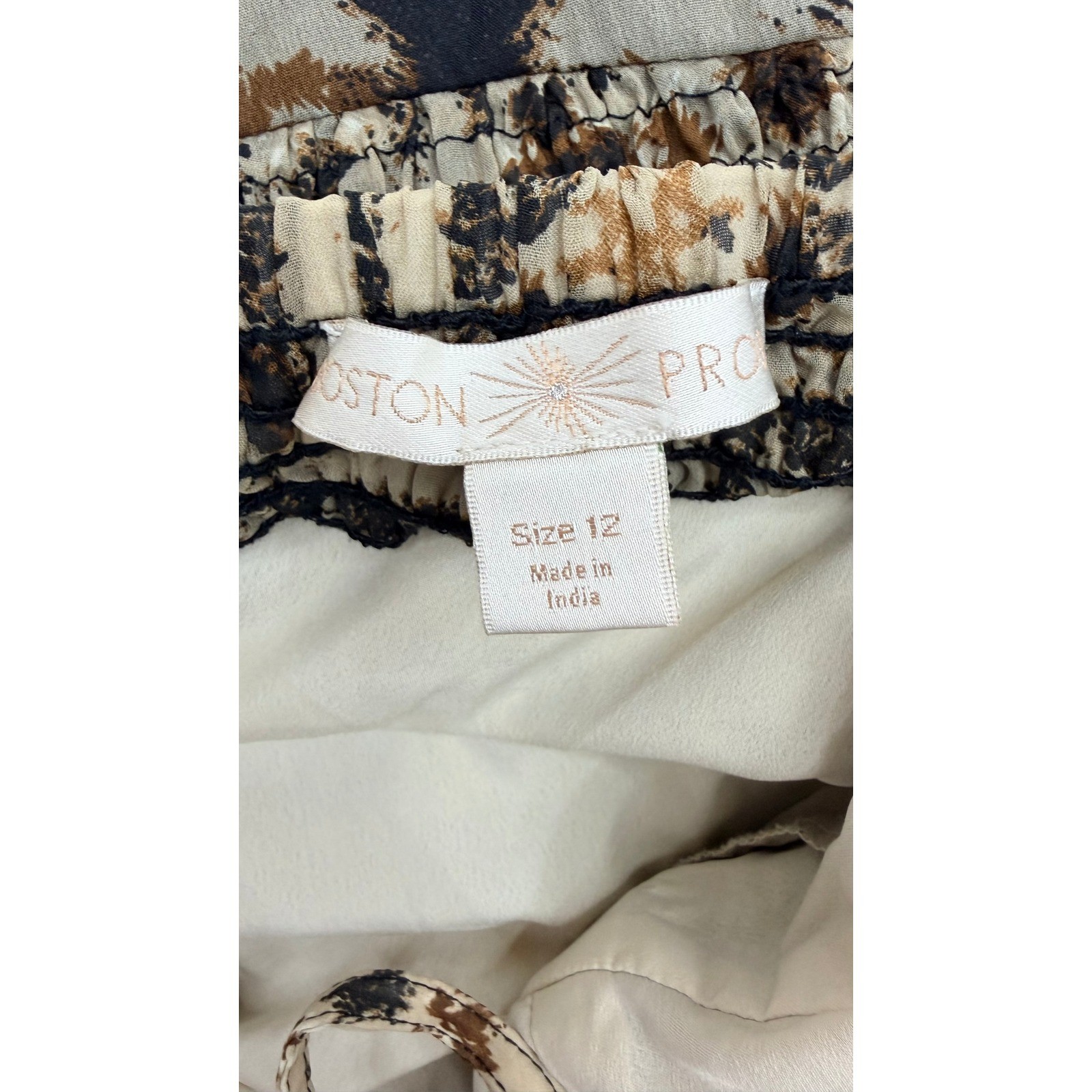Boston Proper Sequin Animal Print Halter Maxi Dress Brown Tan Size 12 RN 127234