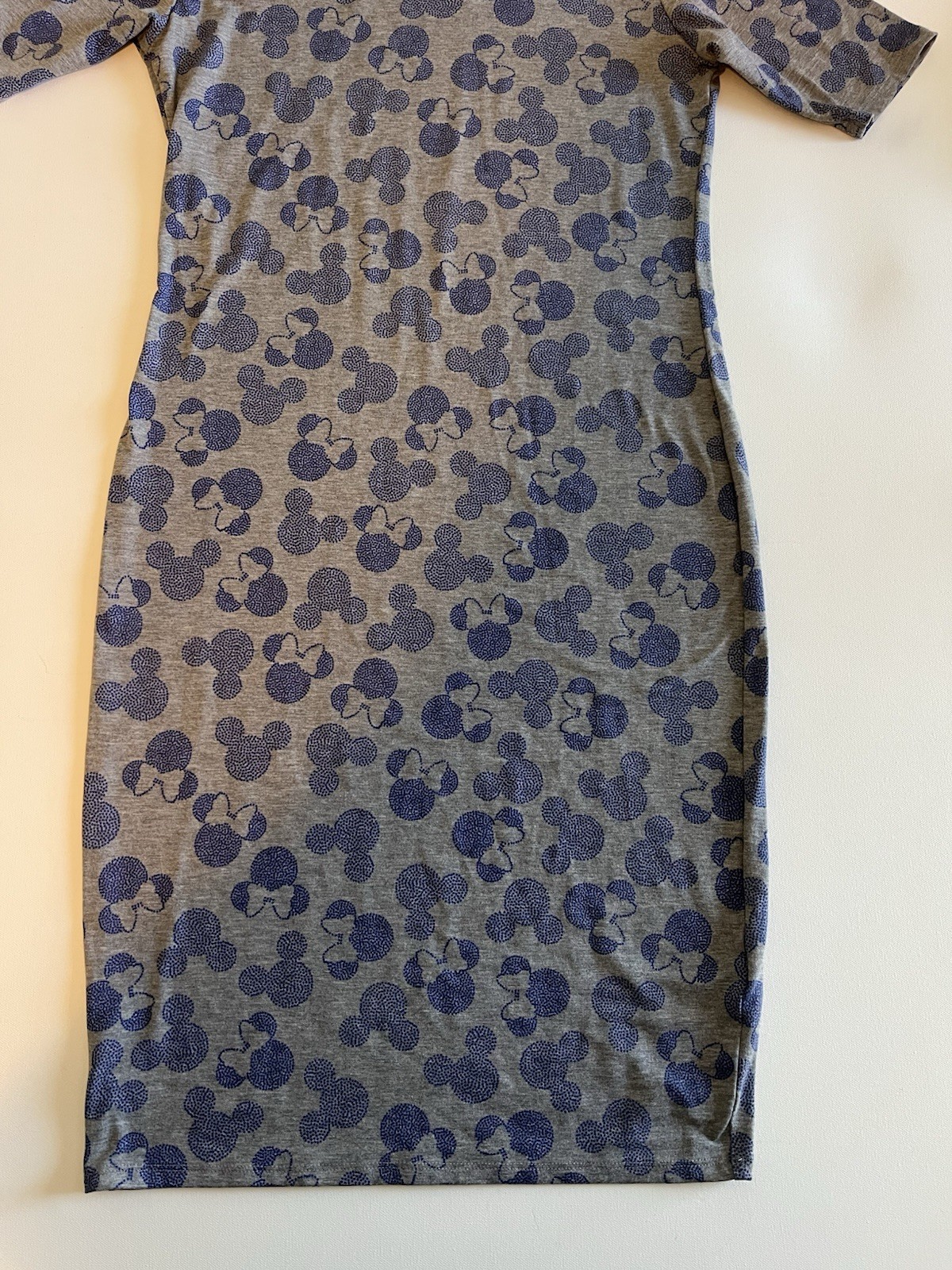 Disney LulaRoe Julia Dress Womens Small Grey W/Blue Mickey Minnie Mouse Midi