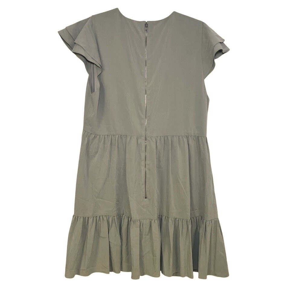 Alice + Olivia Sage Green Flutter Sleeve Tiered Mini Dress Size 6 flowy peasant
