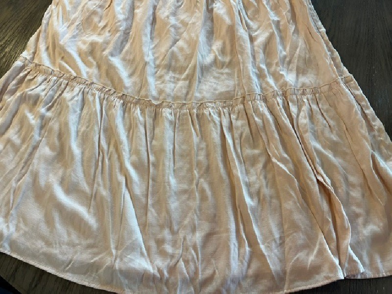 BTFBM BLUSH SOLID RAYON SZ XL EMPIRE ADJUST SPAGHETTI STRAP TIERED GENTLY WORN