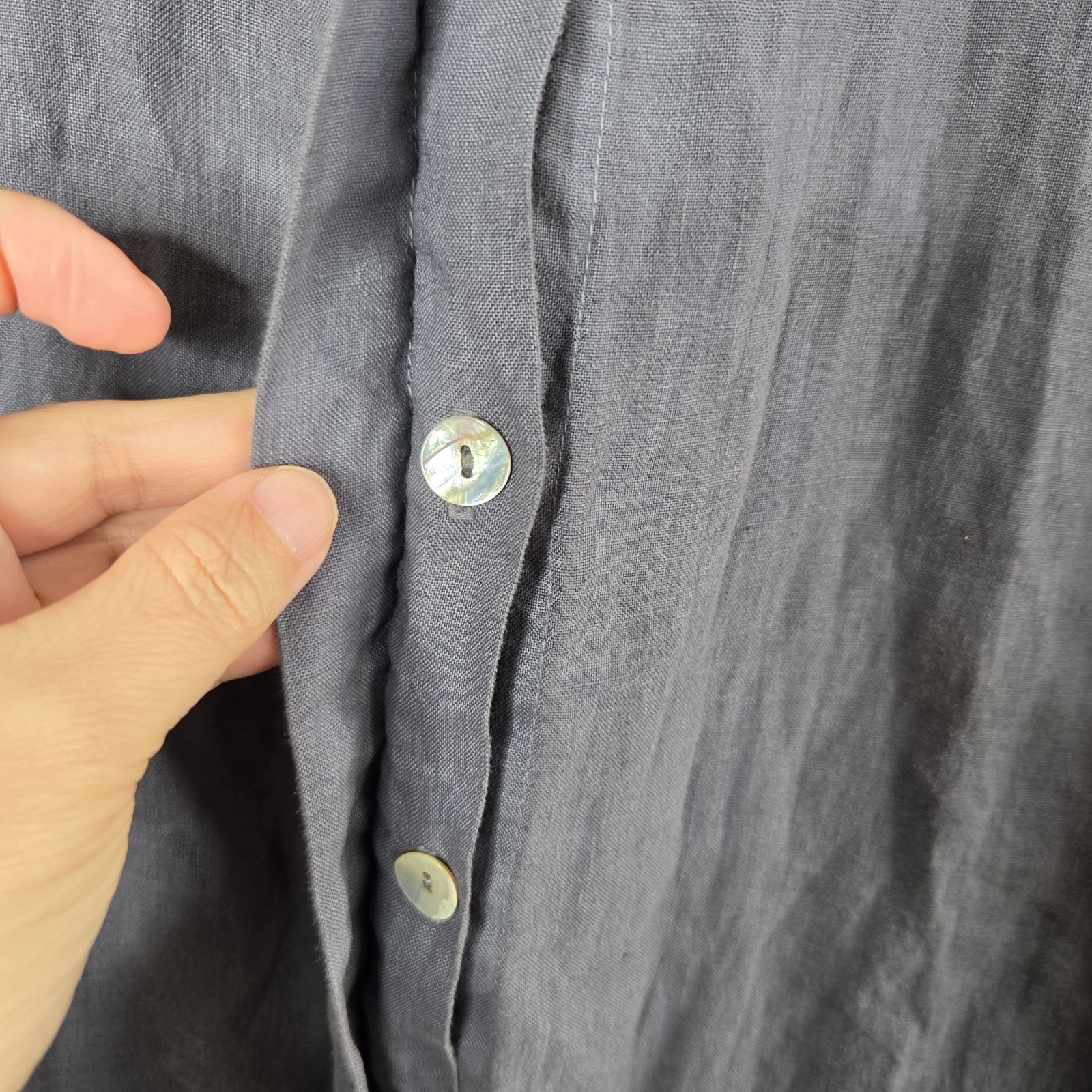 Becasa S Jour Linen Gray Two Pockets Shirt Dress
