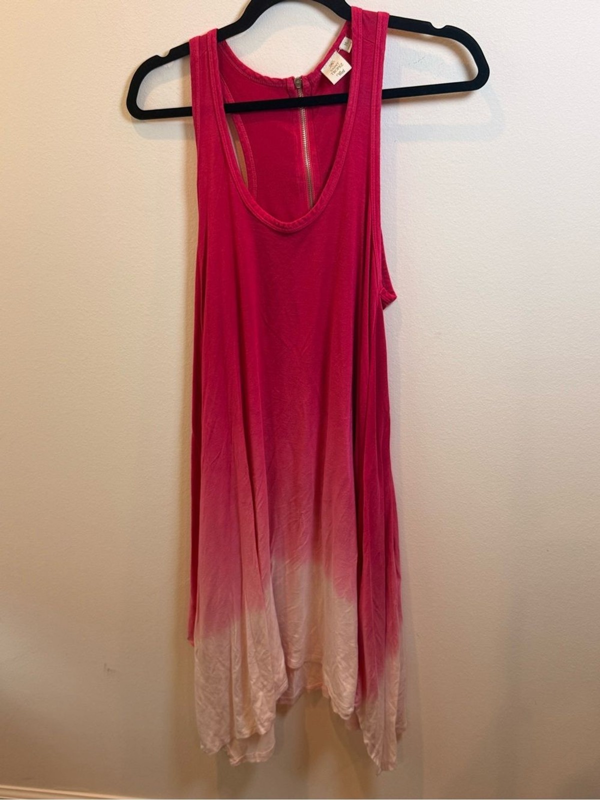 Saint Tropez West Pink Ombré Handkerchief Hem Tank Dress Medium