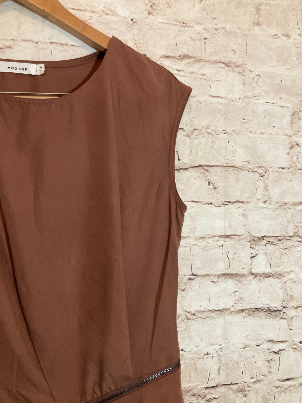 Mod Ref Dress Womens Medium Midi Chocolate Brown Lightweight Modal Asymmetric