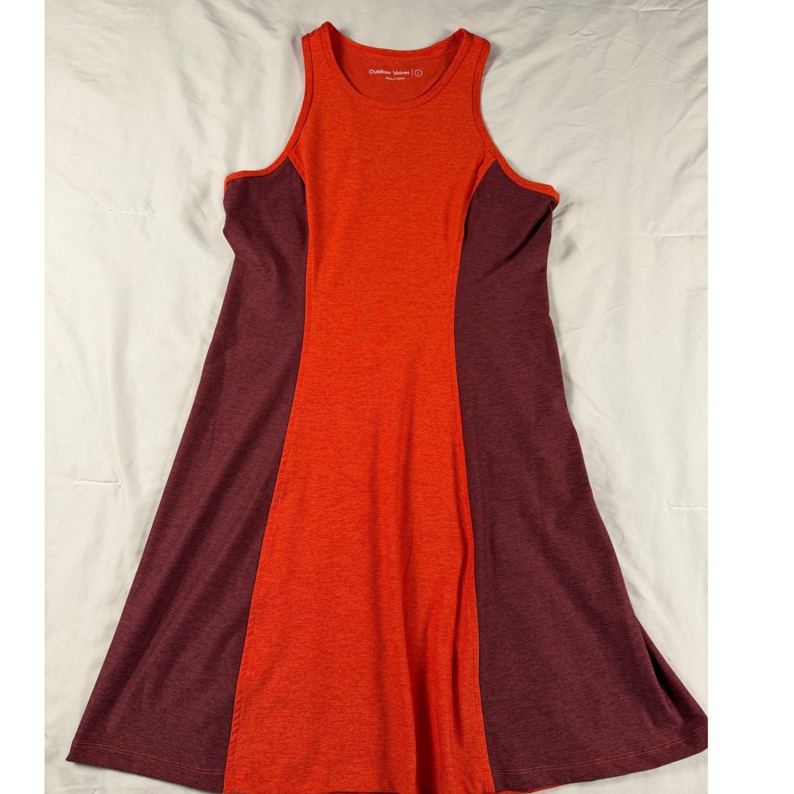 Outdoor Voices Exercise Dress Orange Burgundy Colorblock Racerback Mini Large